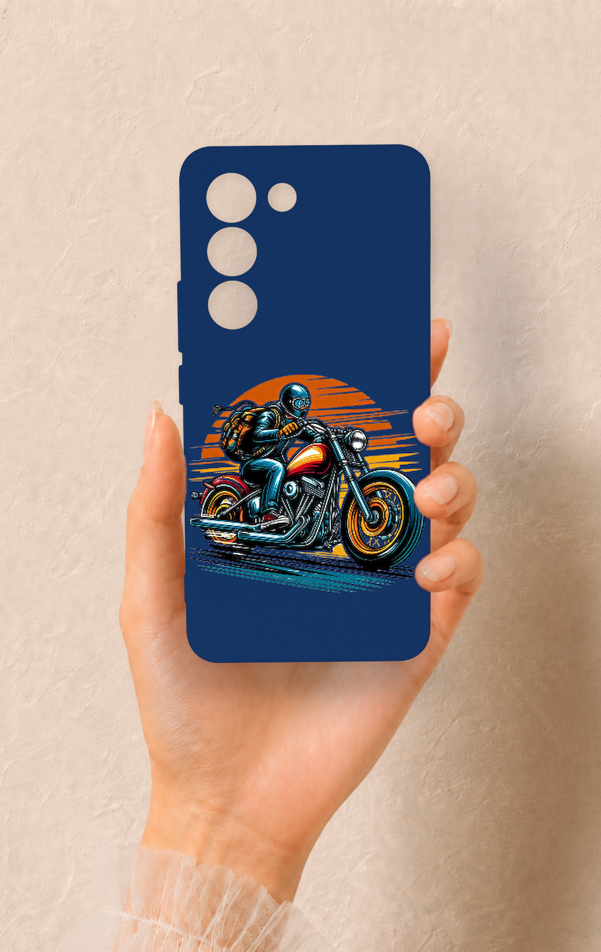 Vivo V30 Lite Uyumlu Moto Rider Desenli Silikon Kılıf