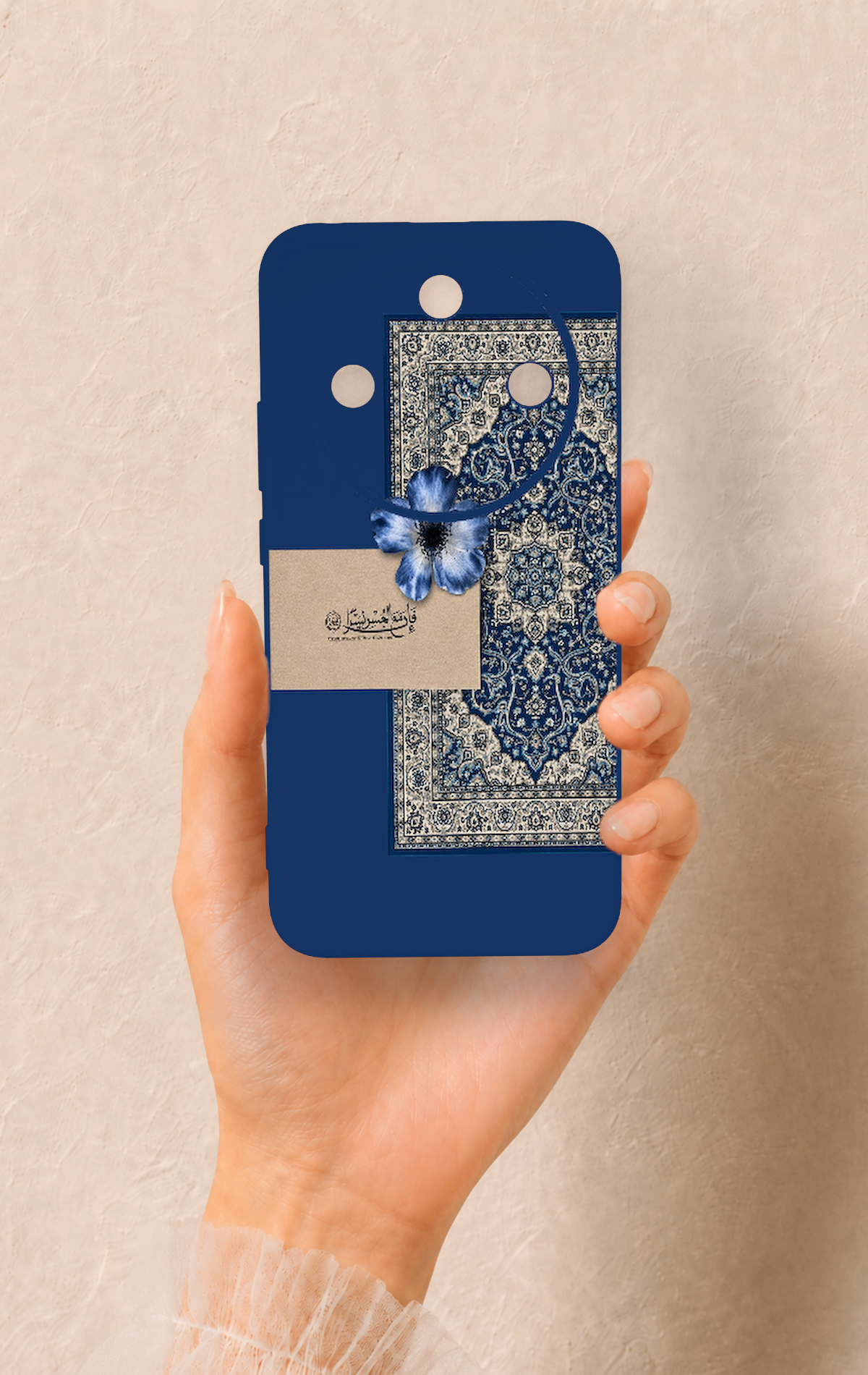 Honor Magic 8 Lite Uyumlu Mavi Etnik Halı Desenli Silikon Kılıf