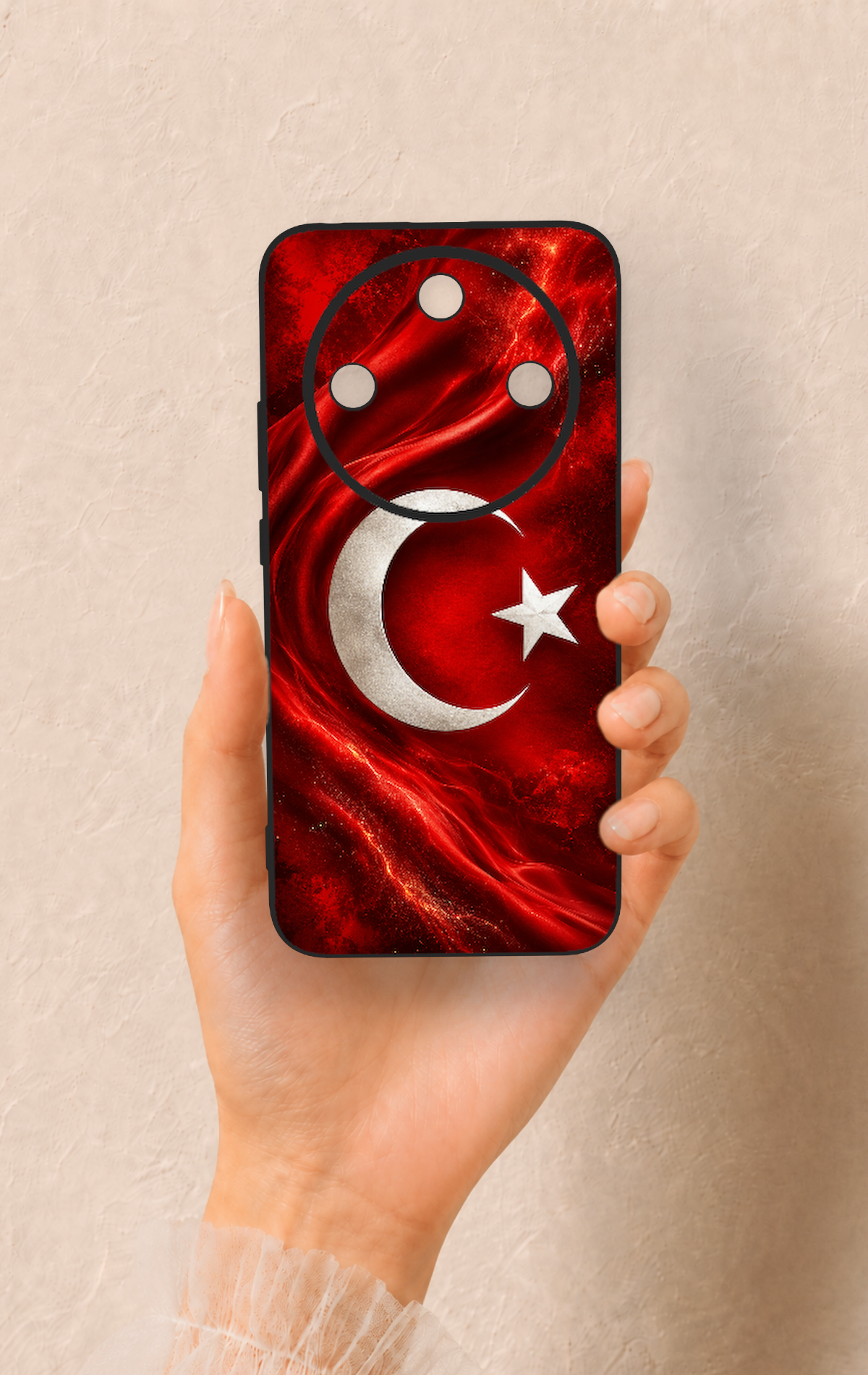 Honor Magic 8 Lite Uyumlu Türk Bayrağı Desenli Silikon Kılıf