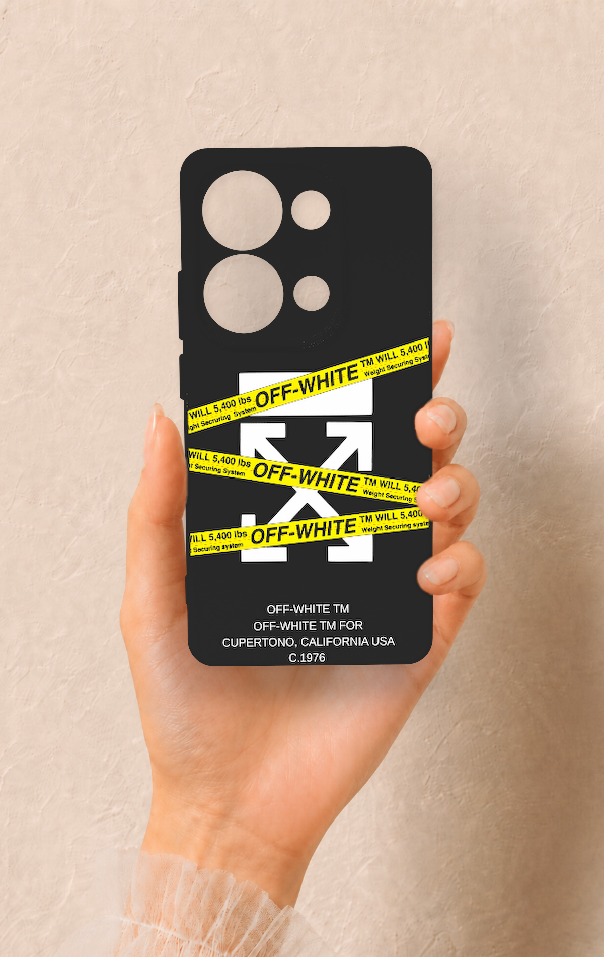 Redmi Note 13 Pro 4G Uyumlu Off White Desenli Silikon Kılıf