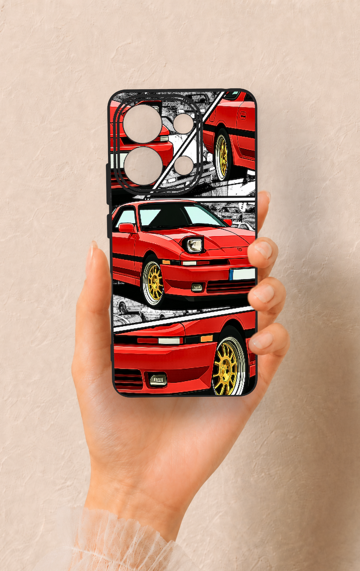 Redmi Note 13 4G Uyumlu Kırmızı Supra Desenli Silikon Kılıf