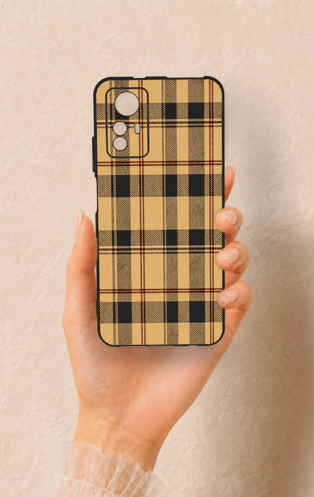 Redmi Note 12S Uyumlu Burberry Ekose Desenli Silikon Kılıf