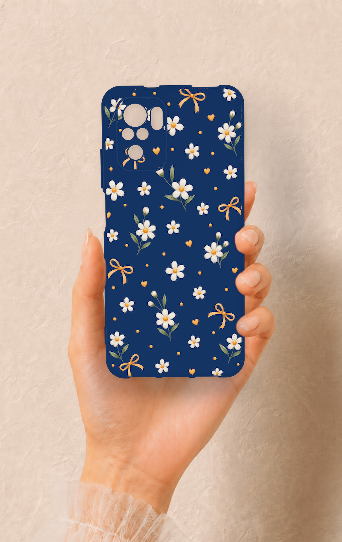Redmi Note 10-10S Uyumlu Papatya Fiyonk Desenli Silikon Kılıf