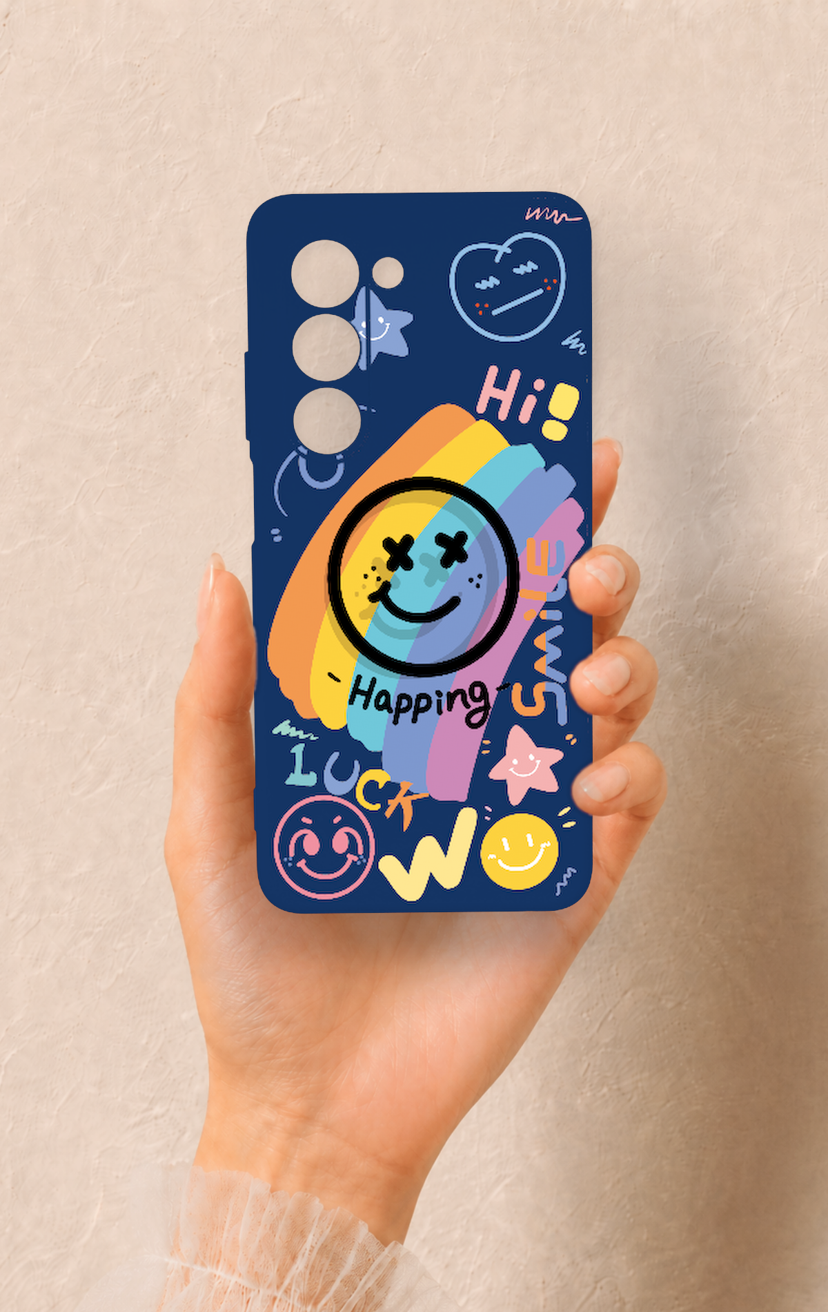 Oppo A5 5G Uyumlu Happing Smile Desenli Silikon Kılıf