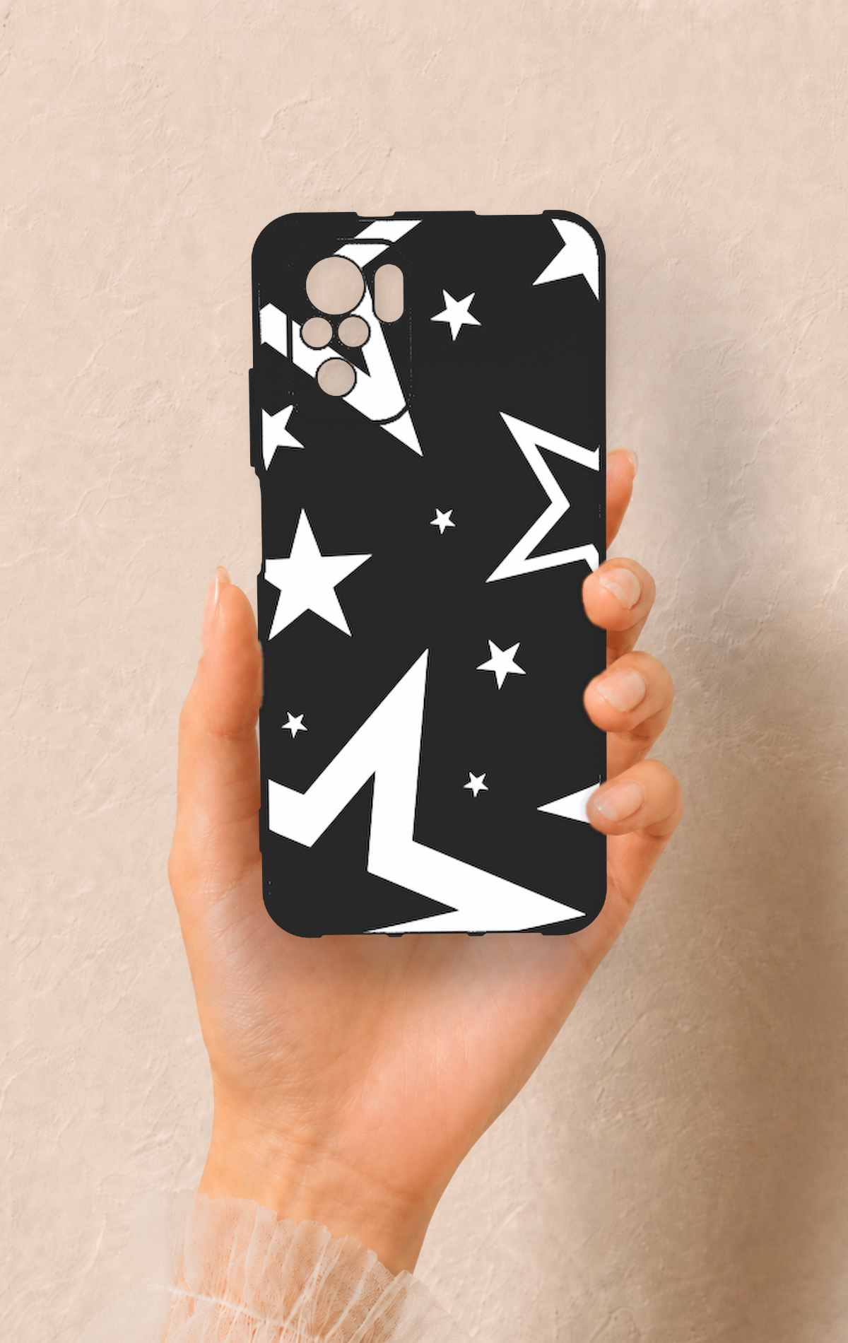 Redmi Note 10-10S Uyumlu Siyah Mega Star Desenli Silikon Kılıf