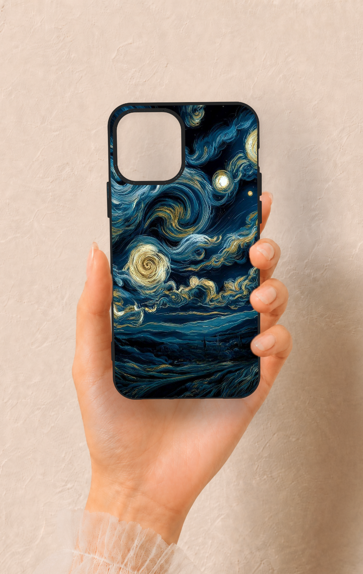 iPhone 12-12PRO Uyumlu Yıldızlı Gece Desenli Silikon Kılıf