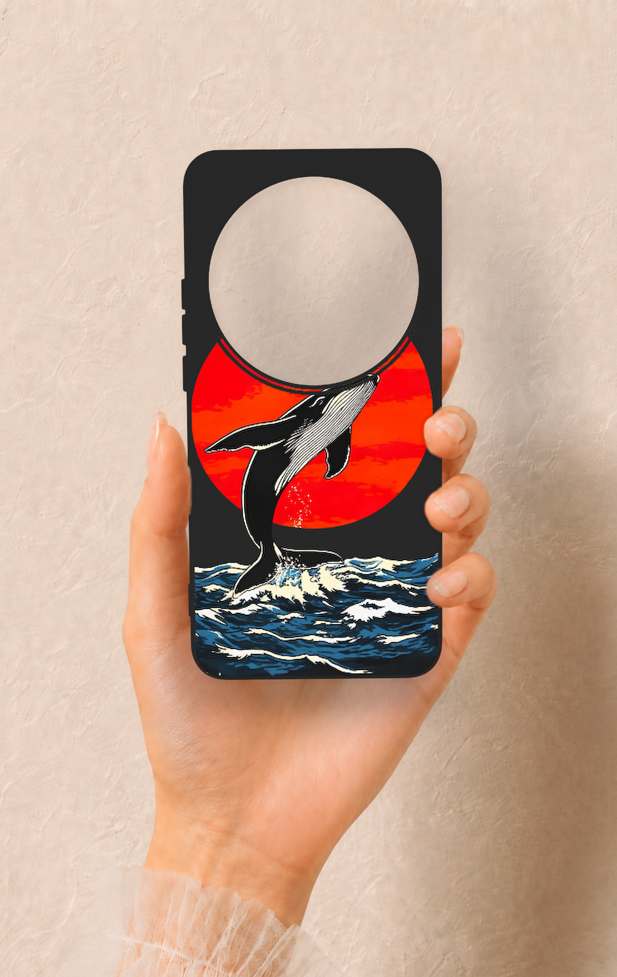 Xiaomi Mi 15 Ultra Uyumlu Kırmızı Güneş Balina Desenli Silikon Kılıf