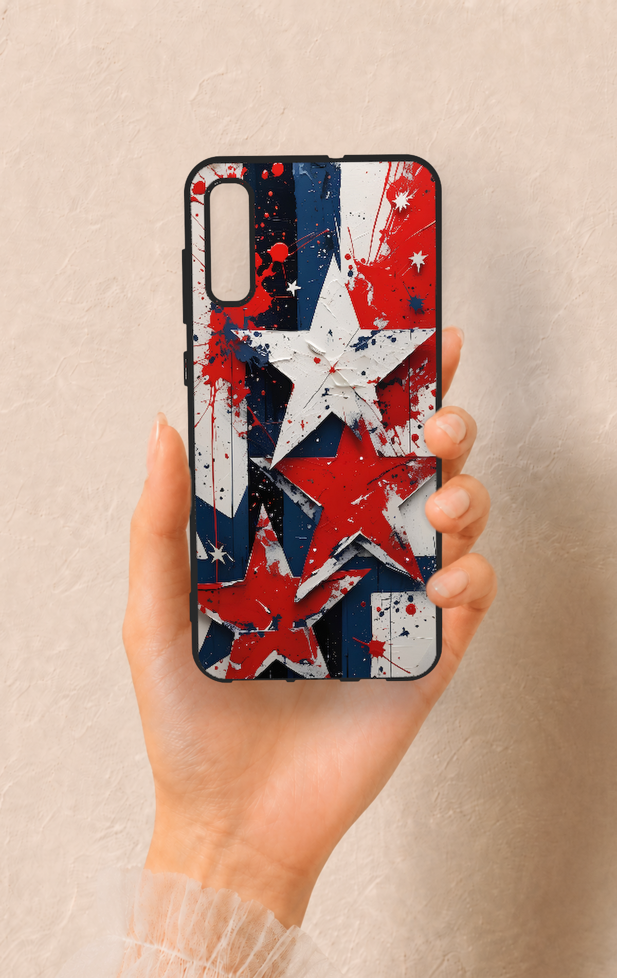 Samsung A70 Uyumlu Star Flag Desenli Silikon Kılıf