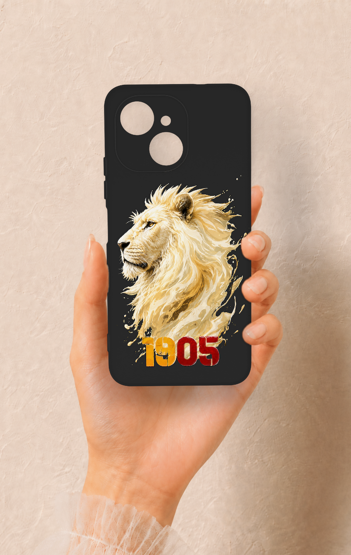 Tecno Spark 40C Uyumlu Sarı Kırmızı 1905 Aslan Desenli Silikon Kılıf