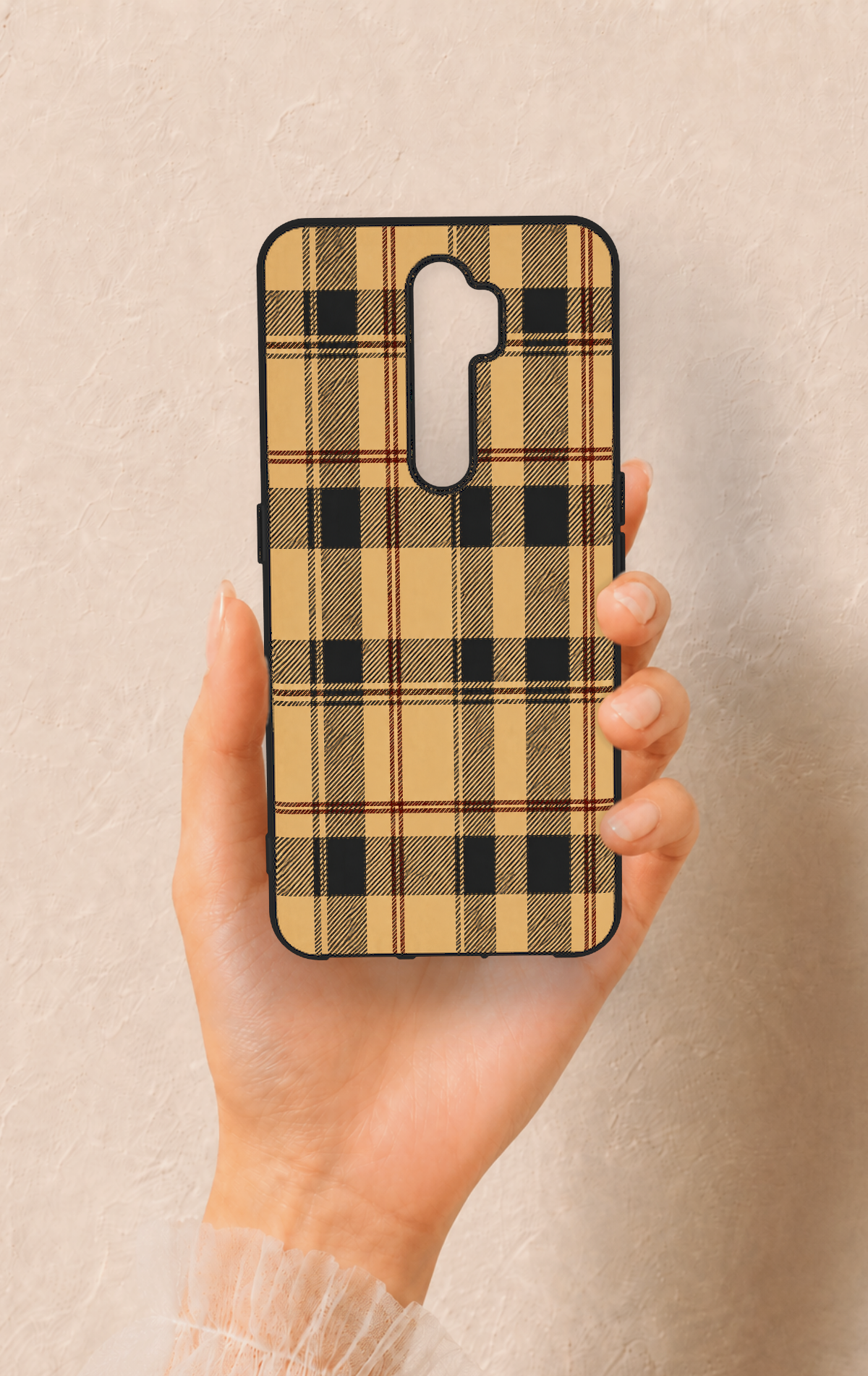 Oppo A5 2020 Uyumlu Burberry Ekose Desenli Silikon Kılıf