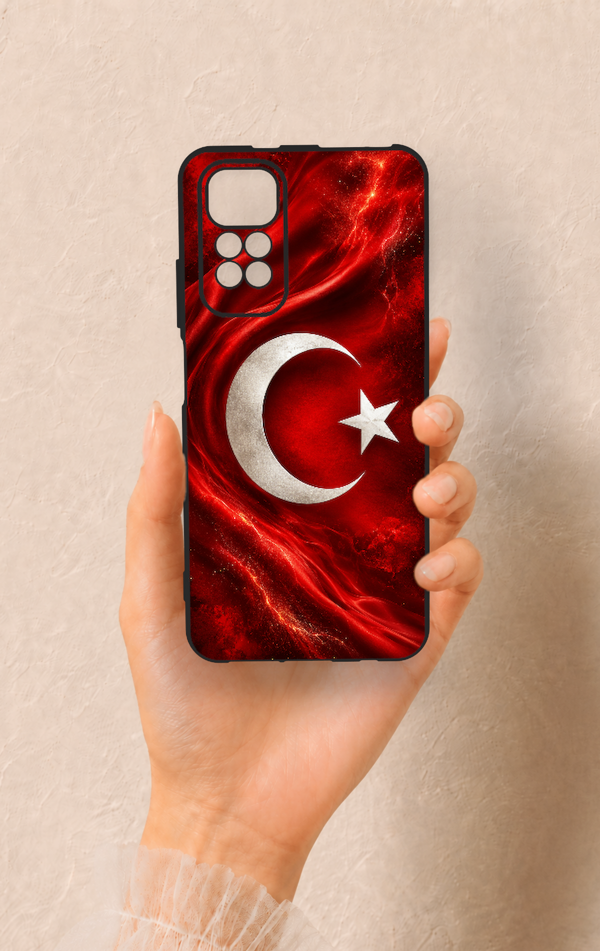 Redmi Note 11S Uyumlu Türk Bayrağı Desenli Silikon Kılıf