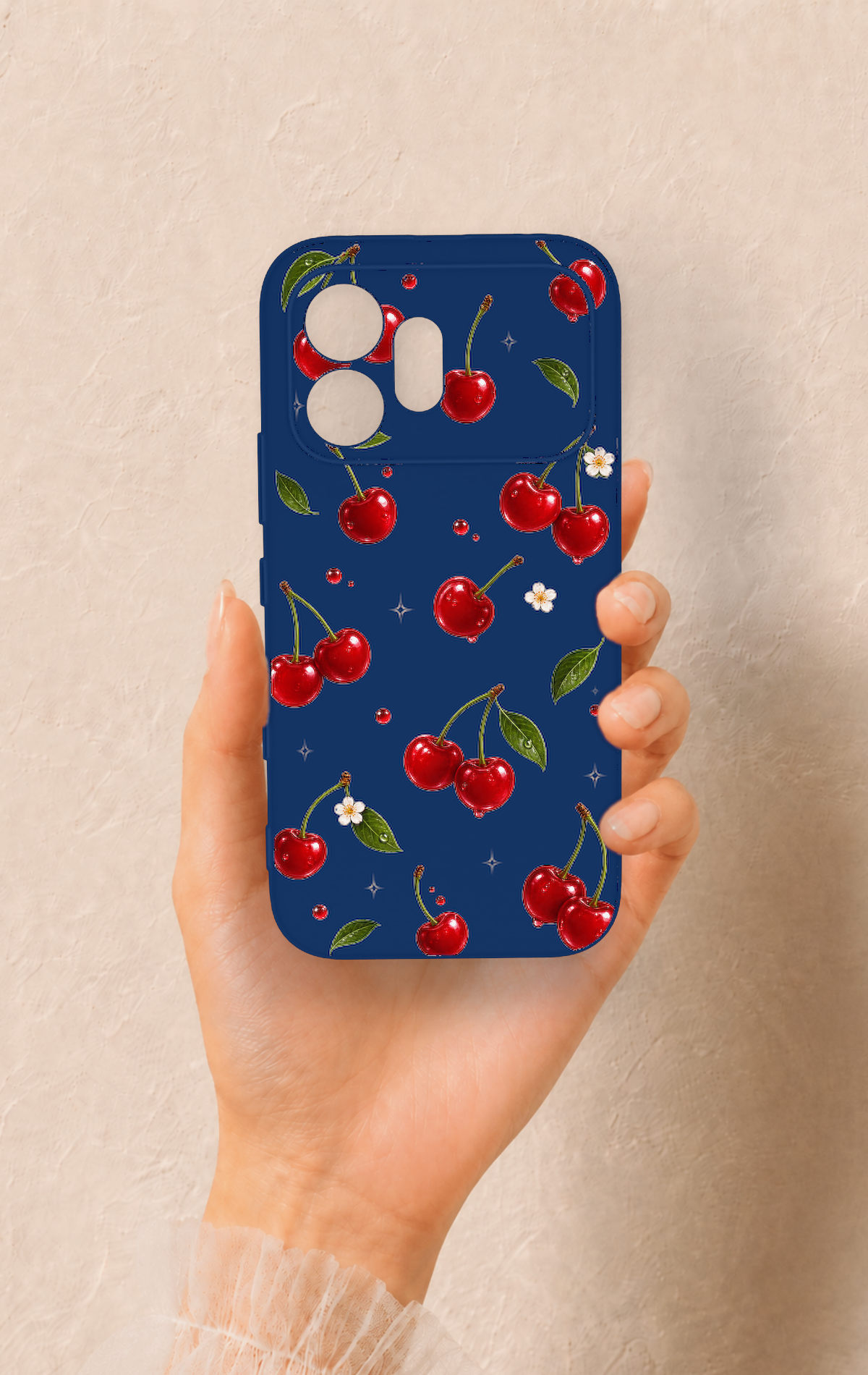 Honor 600 Uyumlu Kiraz Papatya Desenli Silikon Kılıf
