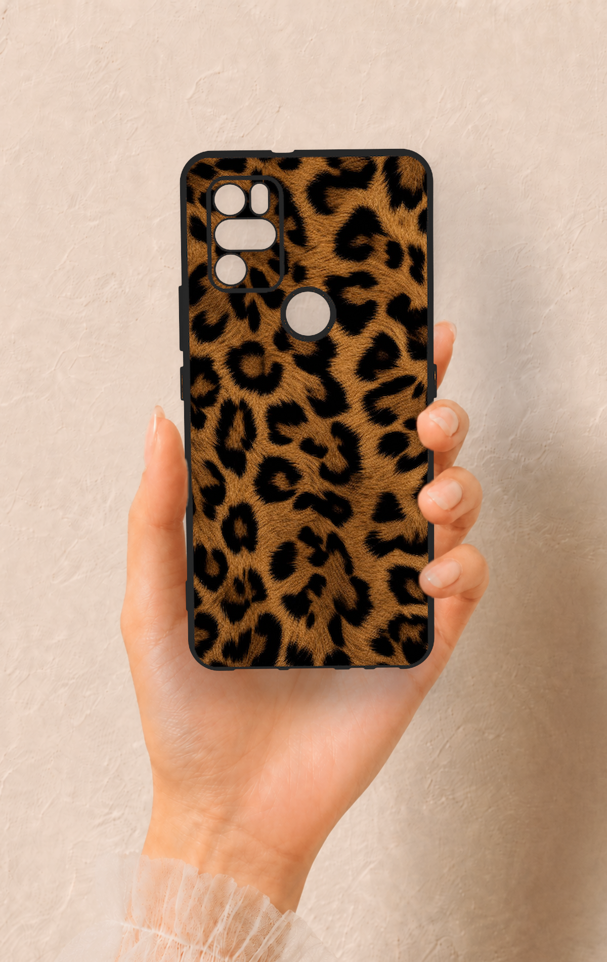 Omix X300 Uyumlu Koyu Leopar Deri Desenli Silikon Kılıf