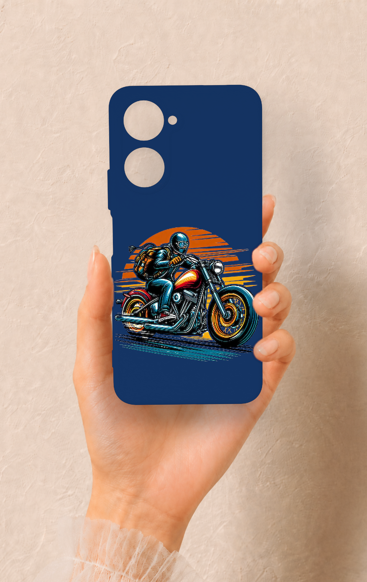 Vivo Y18 Uyumlu Moto Rider Desenli Silikon Kılıf