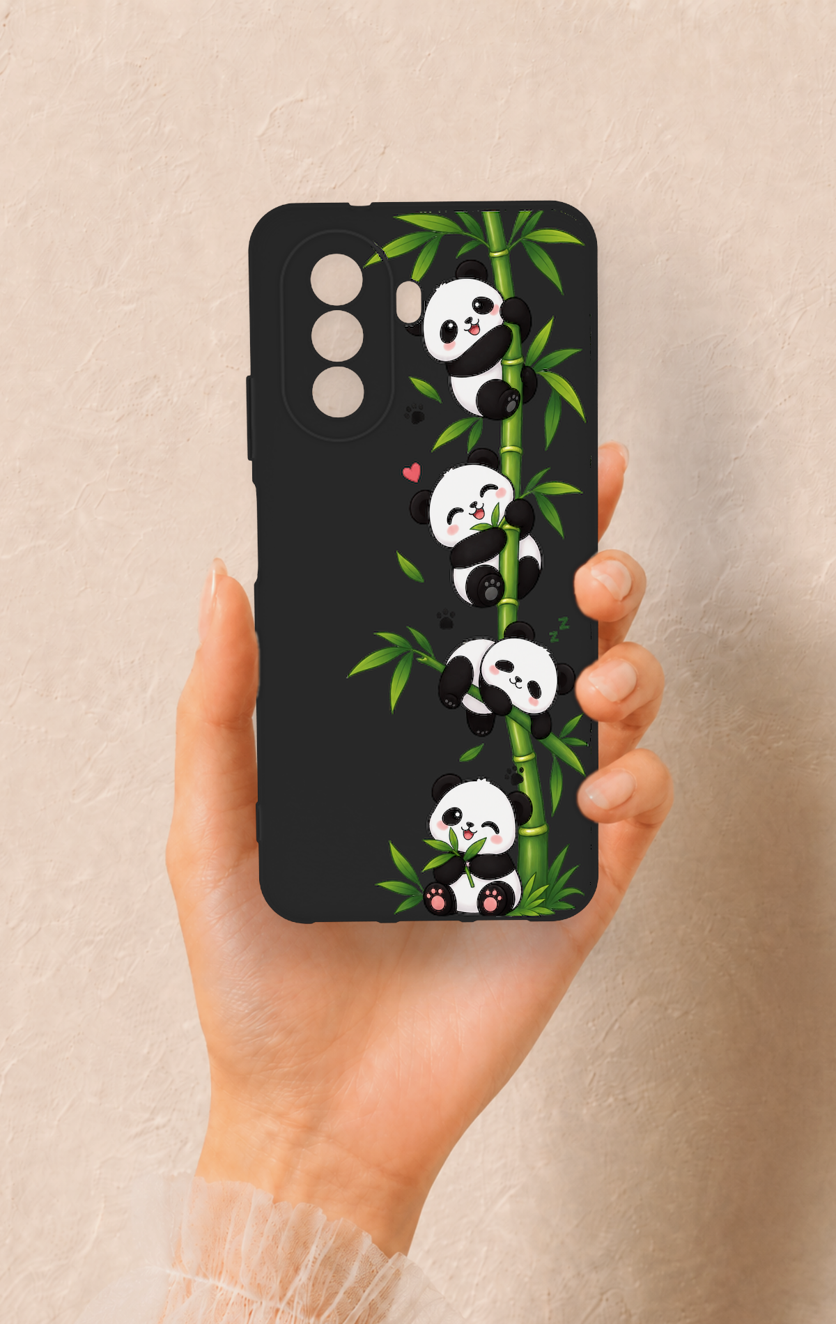 Huawei Nova Y70 Uyumlu Sevimli Panda Bambu Desenli Silikon Kılıf
