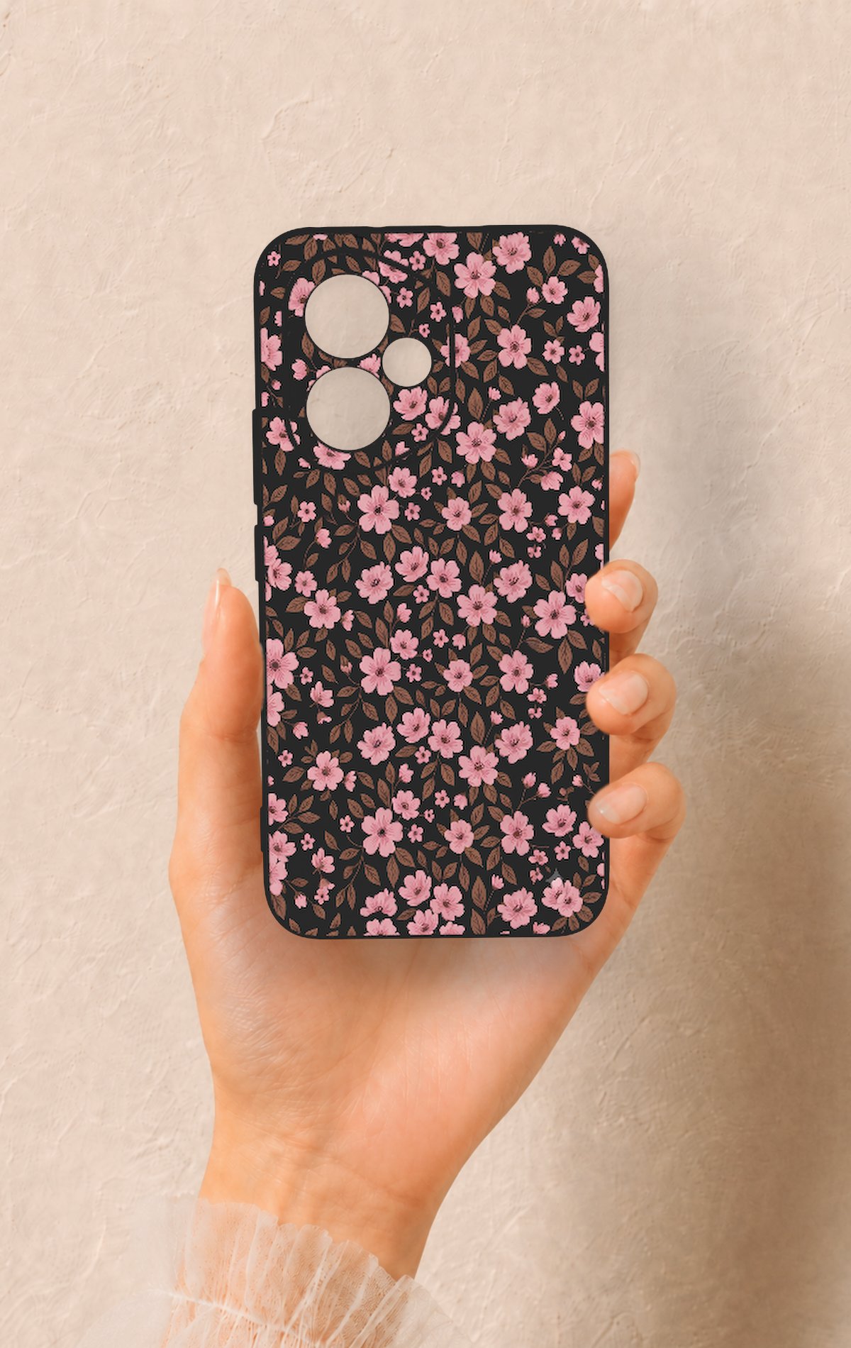 Honor 400 Uyumlu Mini Pembe Çiçek Desenli Silikon Kılıf