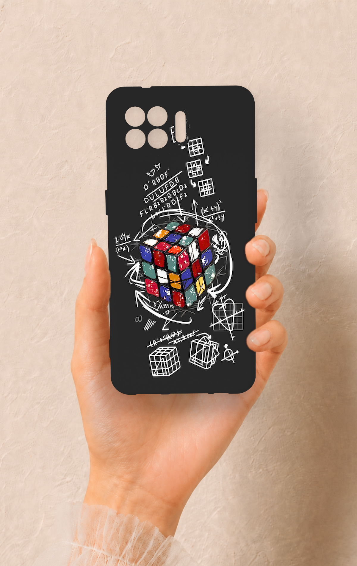 Oppo Reno 4 Lite Uyumlu Rubik Küb Desenli Silikon Kılıf