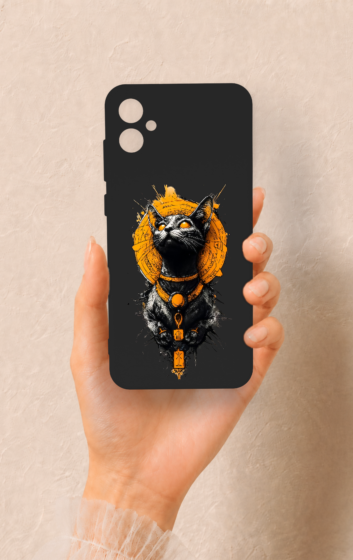 Samsung A05 Uyumlu Mısırlı Kedi Tanrısı Desenli Silikon Kılıf