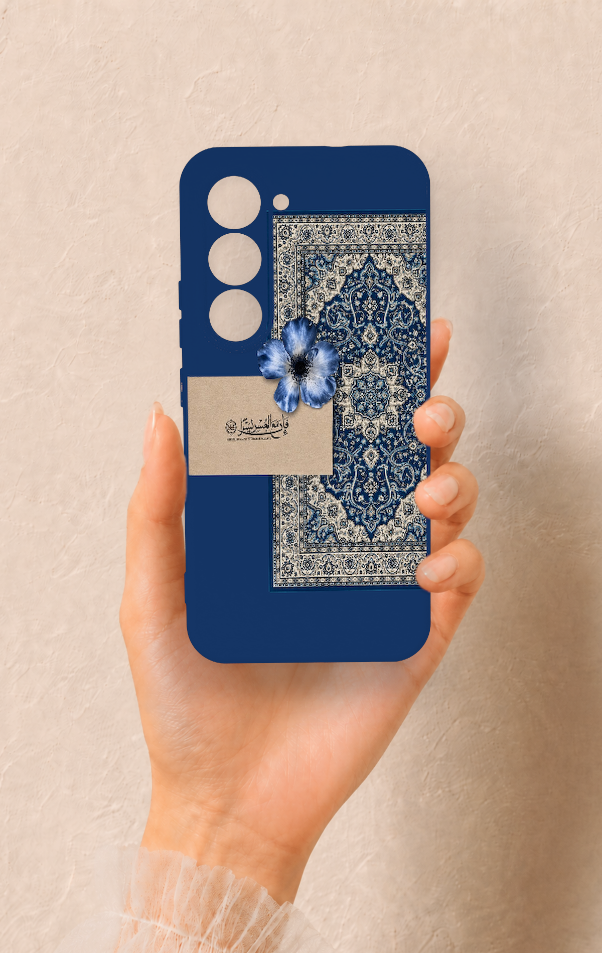Tecno Spark 40 Pro Uyumlu Mavi Etnik Halı Desenli Silikon Kılıf