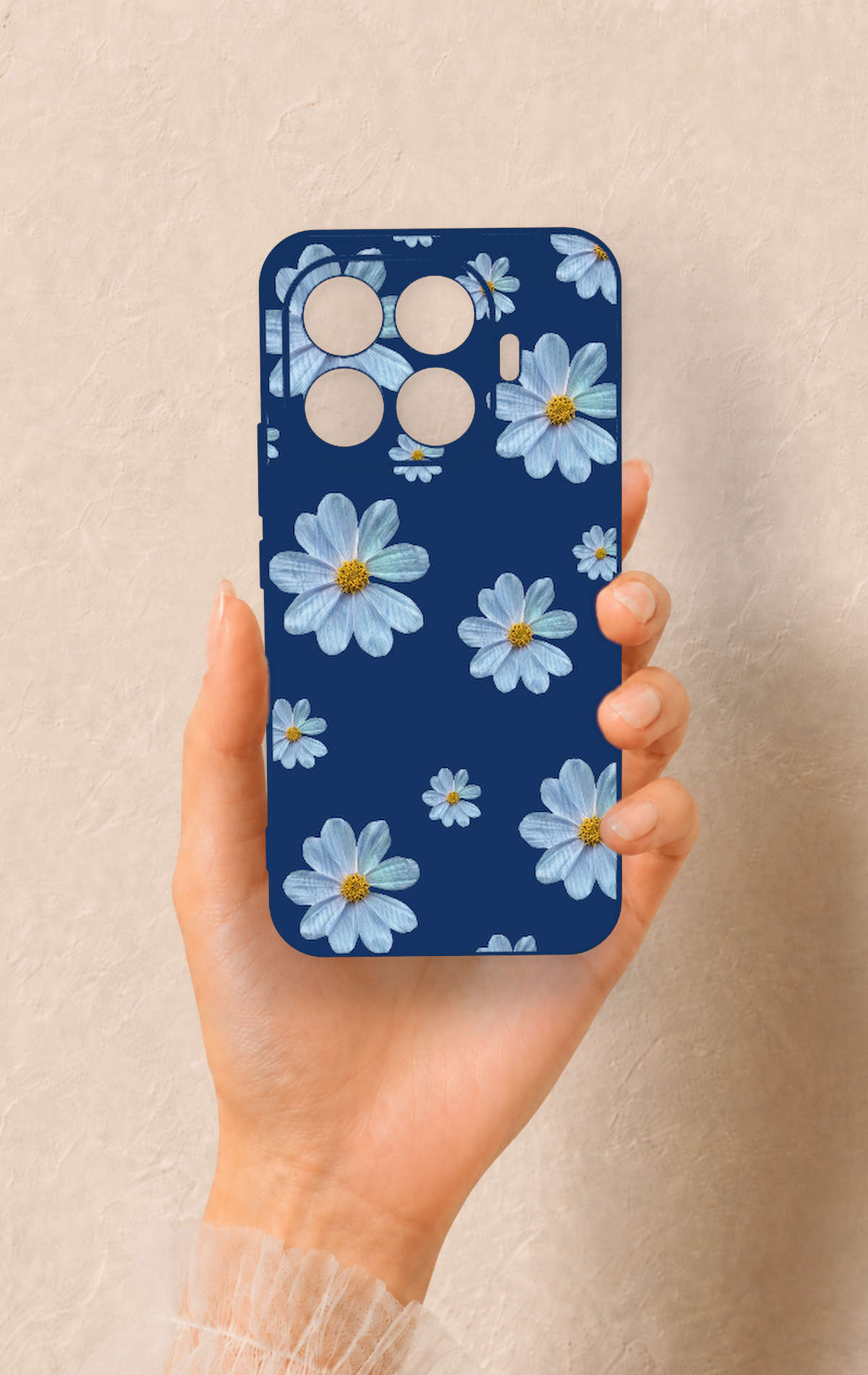 Mi 17T Pro 5G Uyumlu Mavi Papatya Desenli Silikon Kılıf