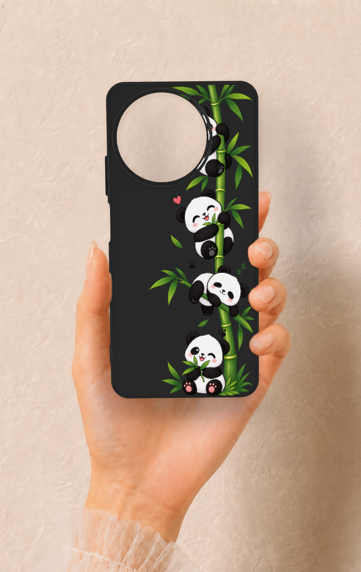 Realme 11 Uyumlu Sevimli Panda Bambu Desenli Silikon Kılıf