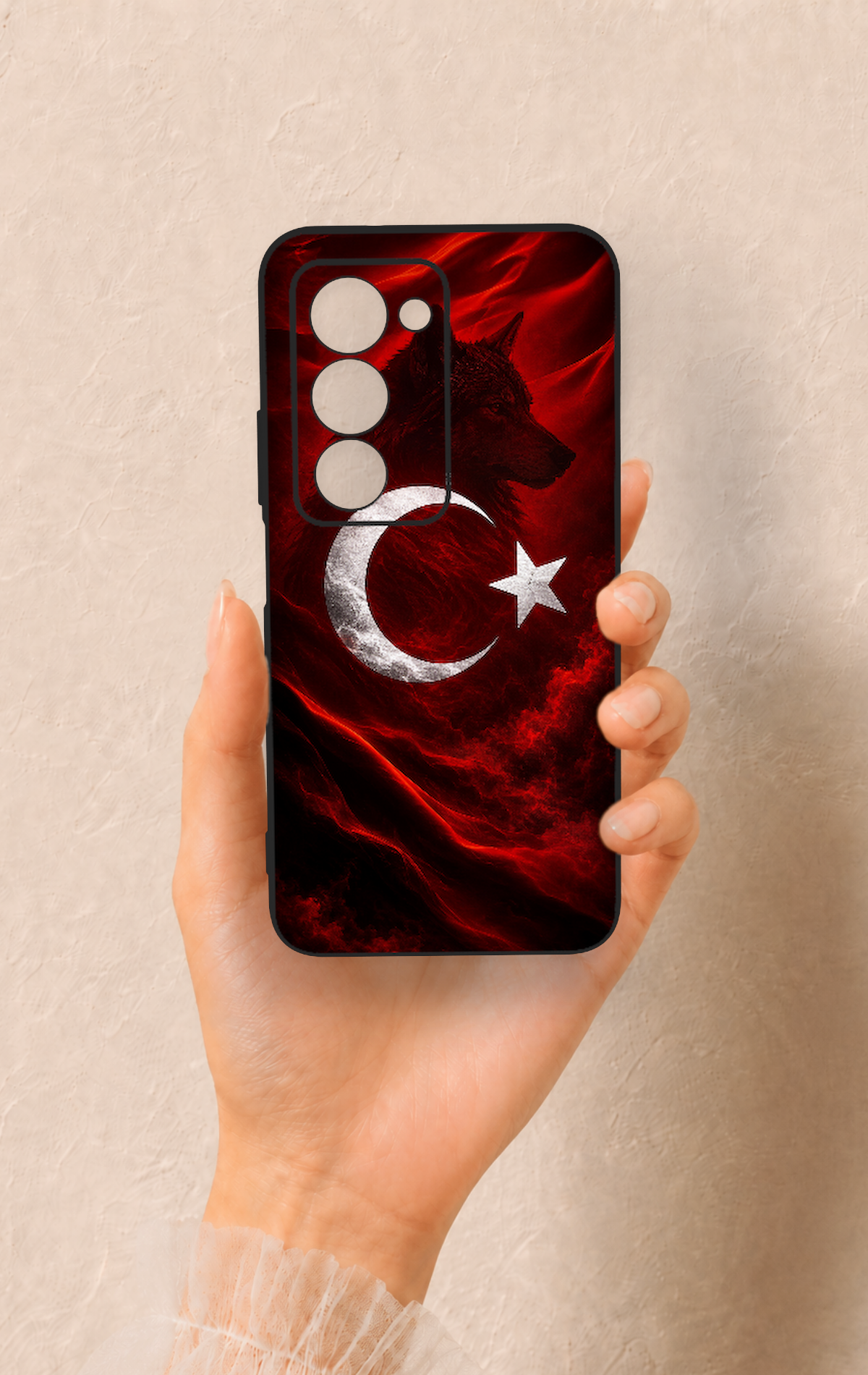 Redmi 15 5G Uyumlu Kurt Türk Bayrağı Desenli Silikon Kılıf