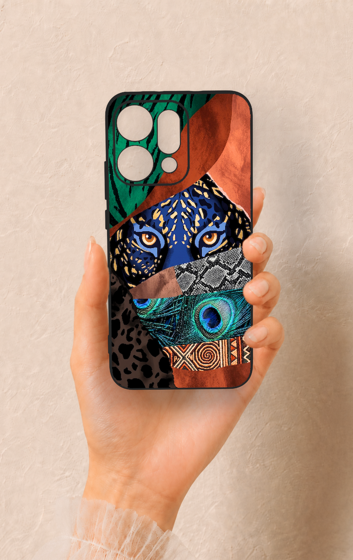 Oppo Reno 14 Uyumlu Amazon Kaplan Desenli Silikon Kılıf