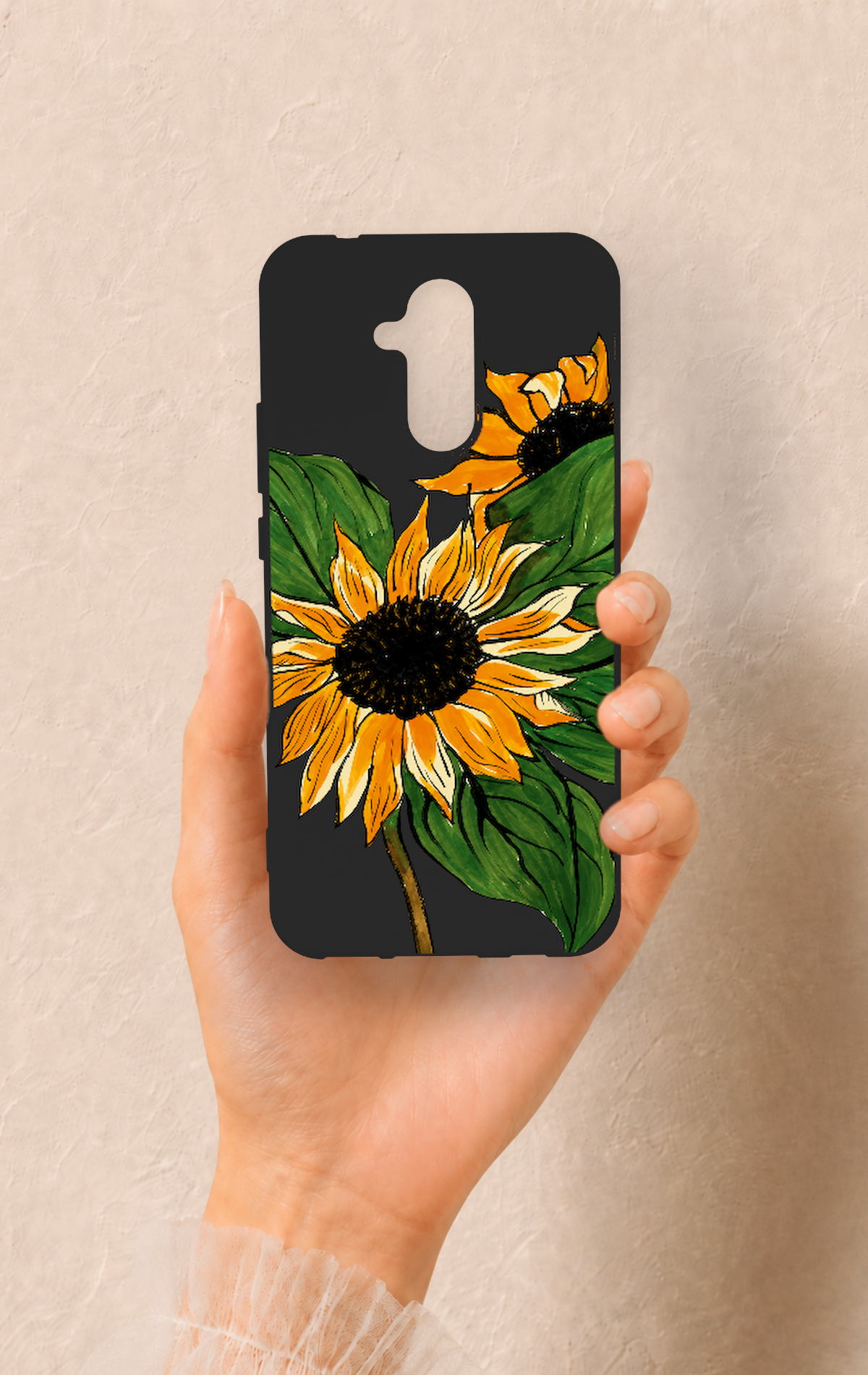 Huawei Mate 20 Lite Uyumlu Ay Çiçeği Desenli Silikon Kılıf