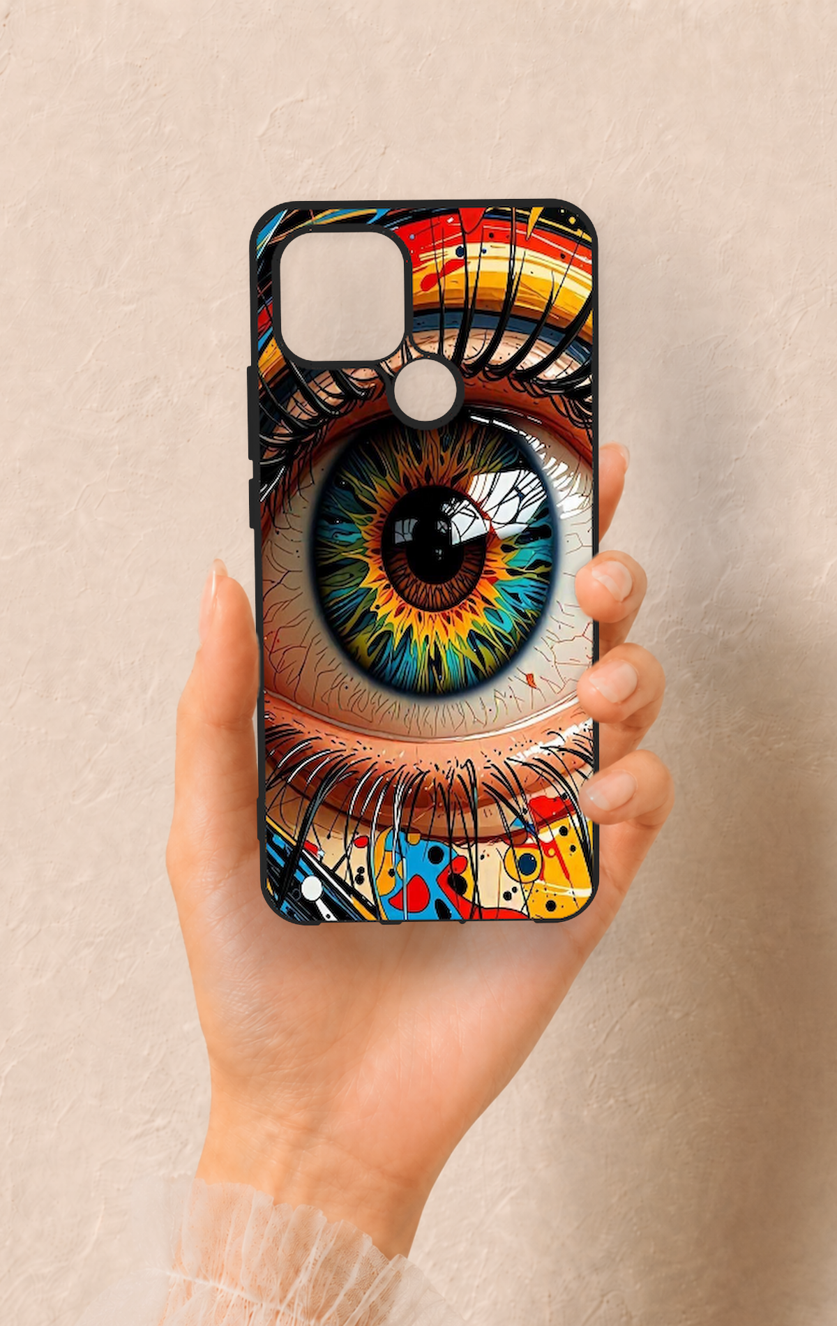 Oppo A15 Uyumlu Renkli Göz Bebeği Desenli Silikon Kılıf