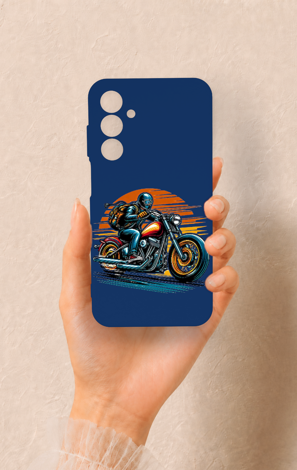 Samsung A25 Uyumlu Moto Rider Desenli Silikon Kılıf