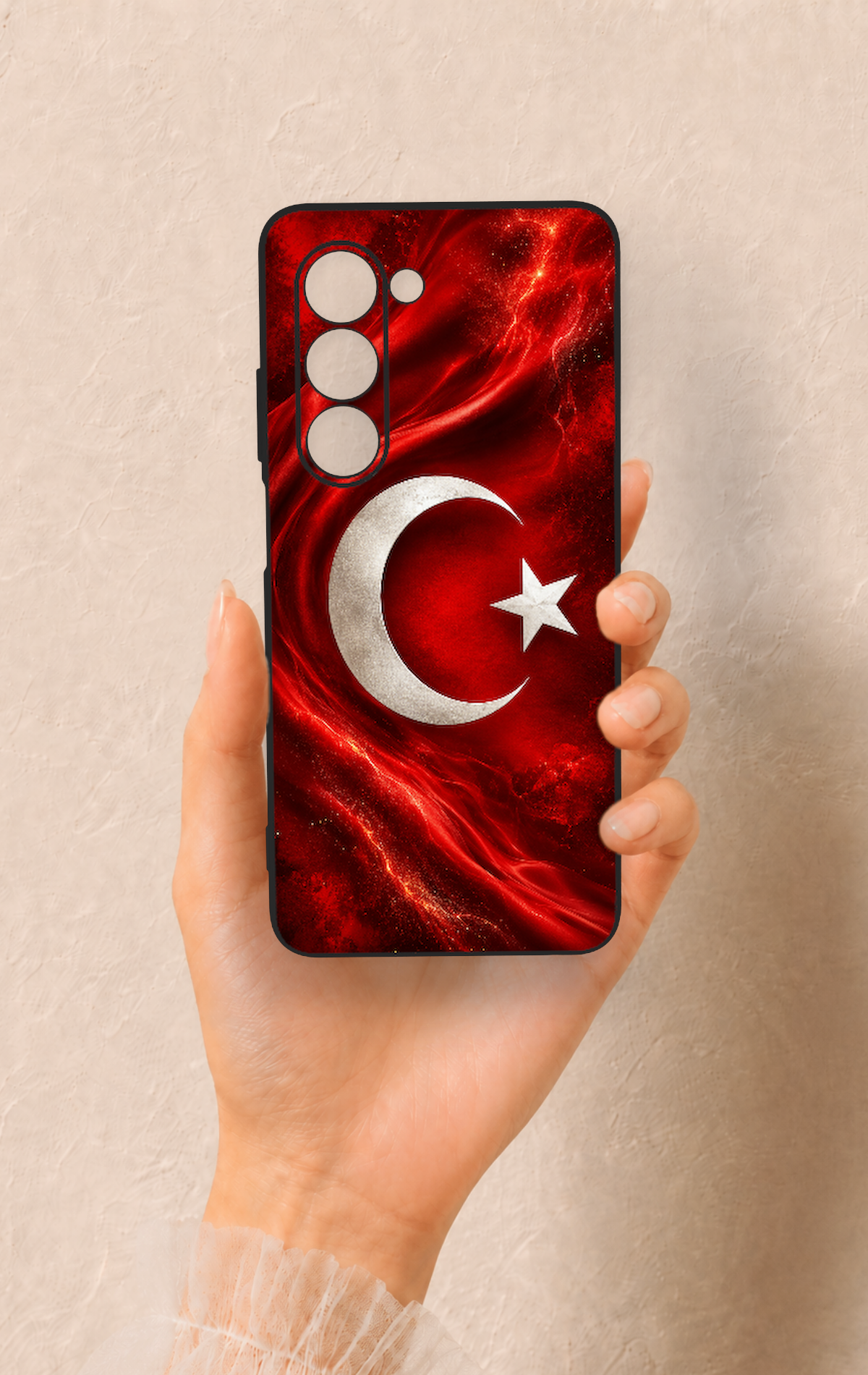 Oppo A5 5G Uyumlu Türk Bayrağı Desenli Silikon Kılıf