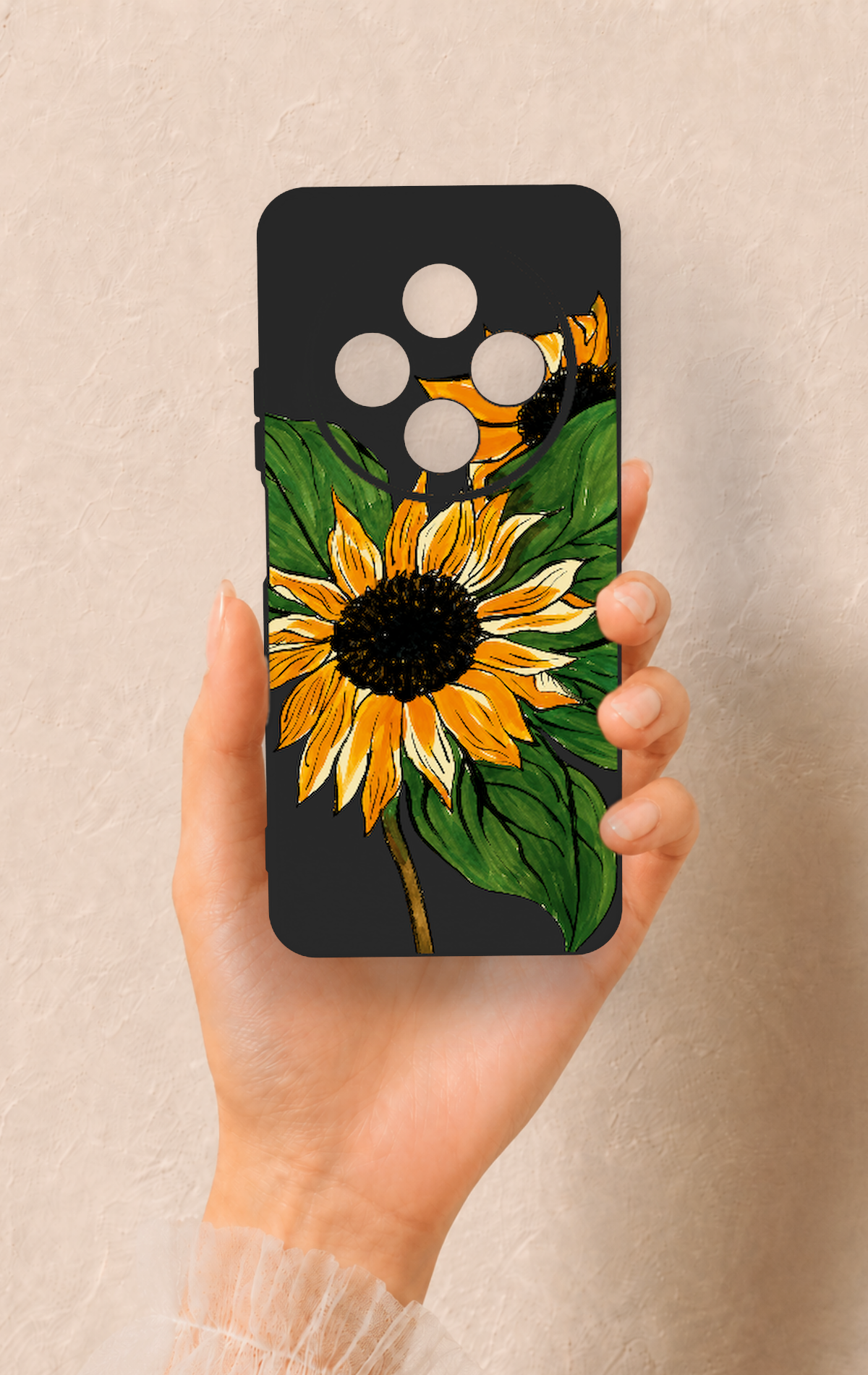 Redmi 14C Uyumlu Ay Çiçeği Desenli Silikon Kılıf
