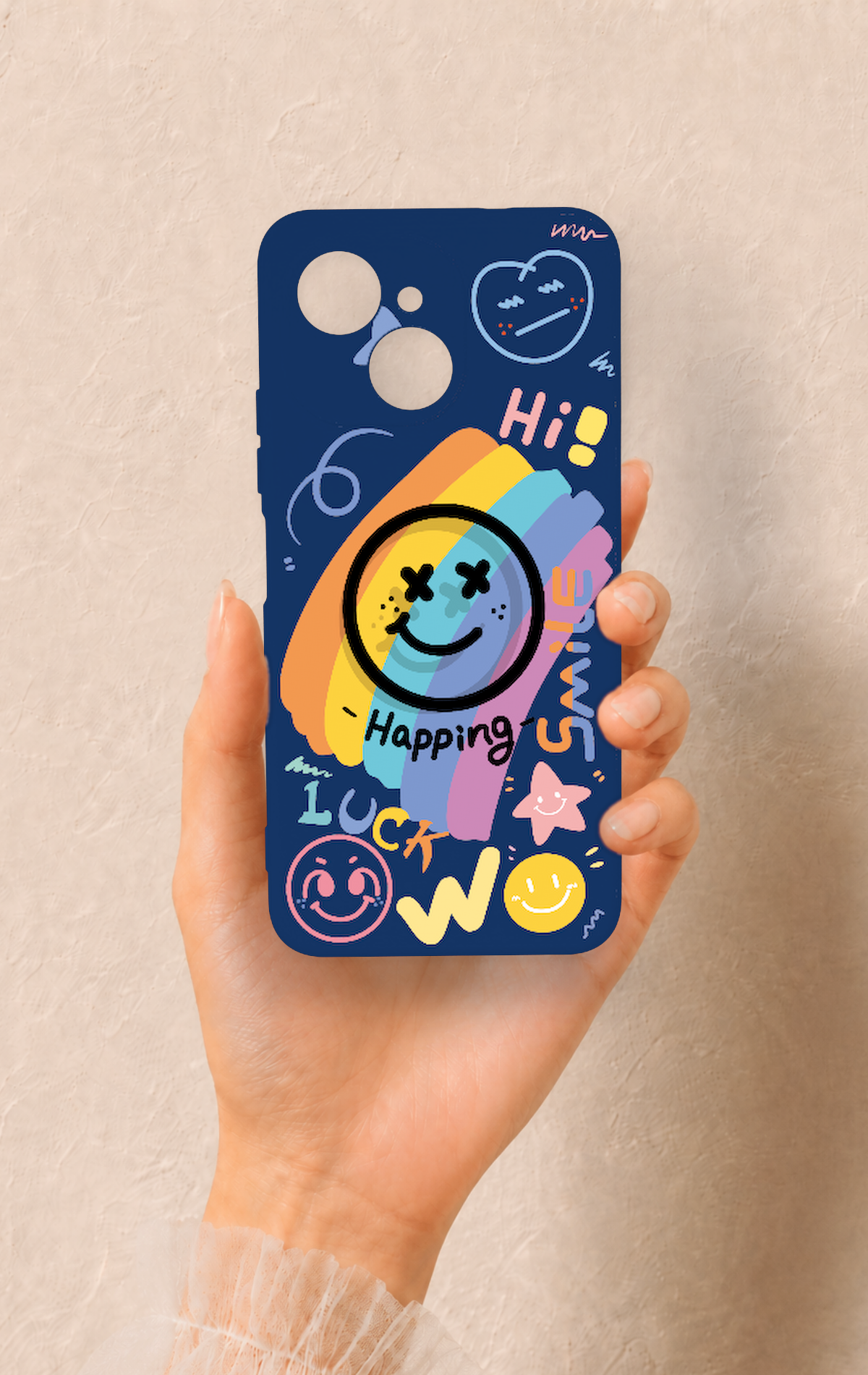 Tecno Spark 40C Uyumlu Happing Smile Desenli Silikon Kılıf