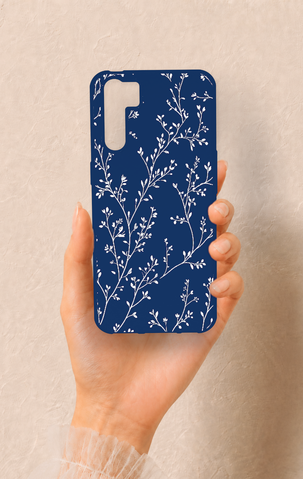 Oppo A91 Uyumlu İnce Yaprak Dalı Desenli Silikon Kılıf