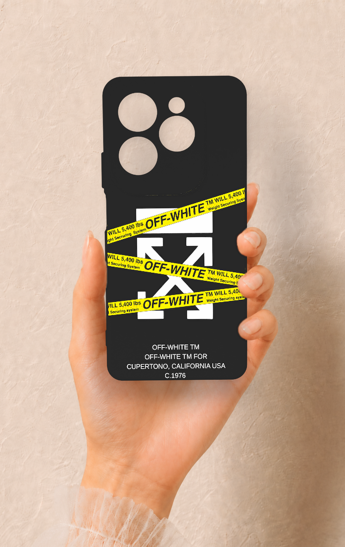 İnfinix Hot 40 Pro Uyumlu Off White Desenli Silikon Kılıf