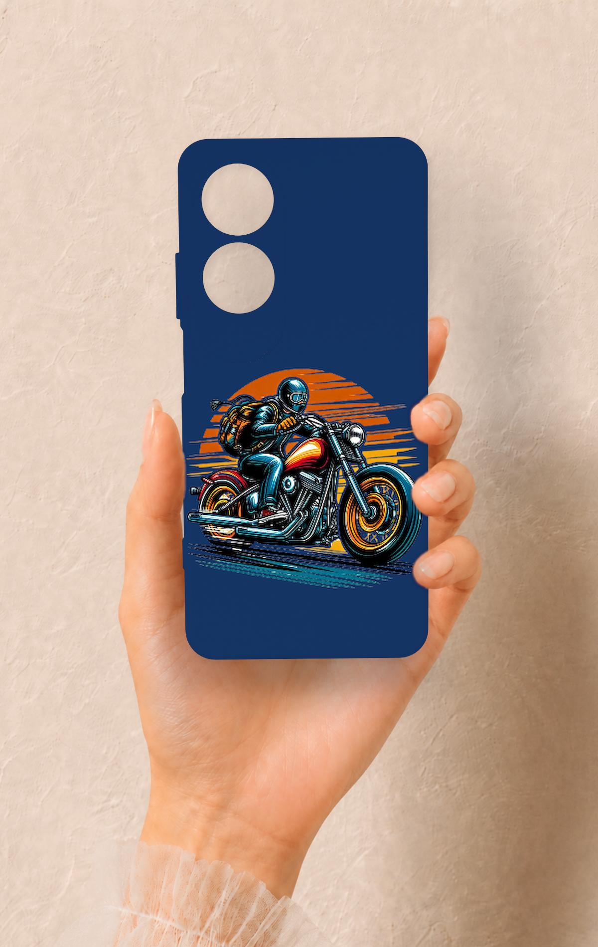 Oppo A60 Uyumlu Moto Rider Desenli Silikon Kılıf