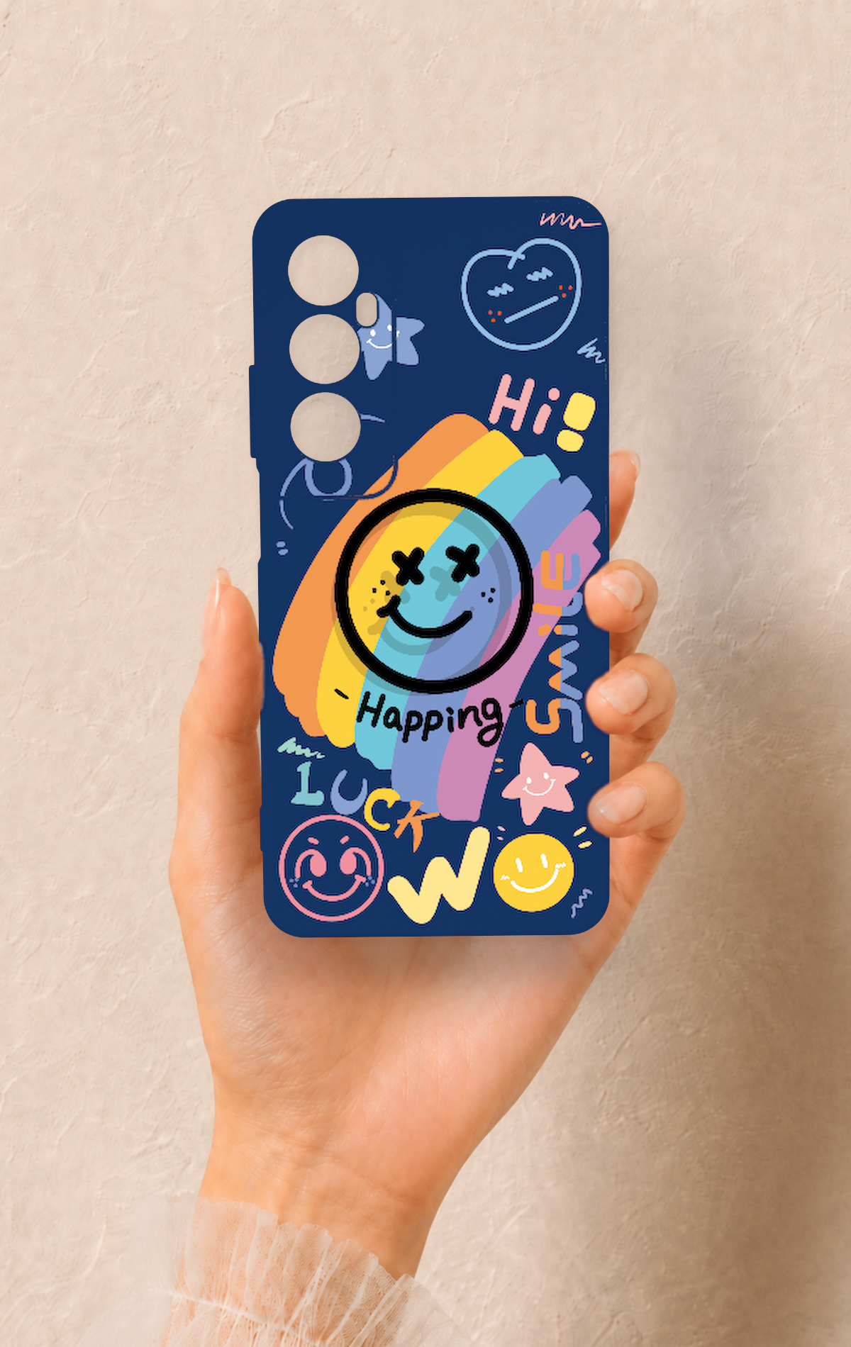 Realme C65 Uyumlu Happing Smile Desenli Silikon Kılıf