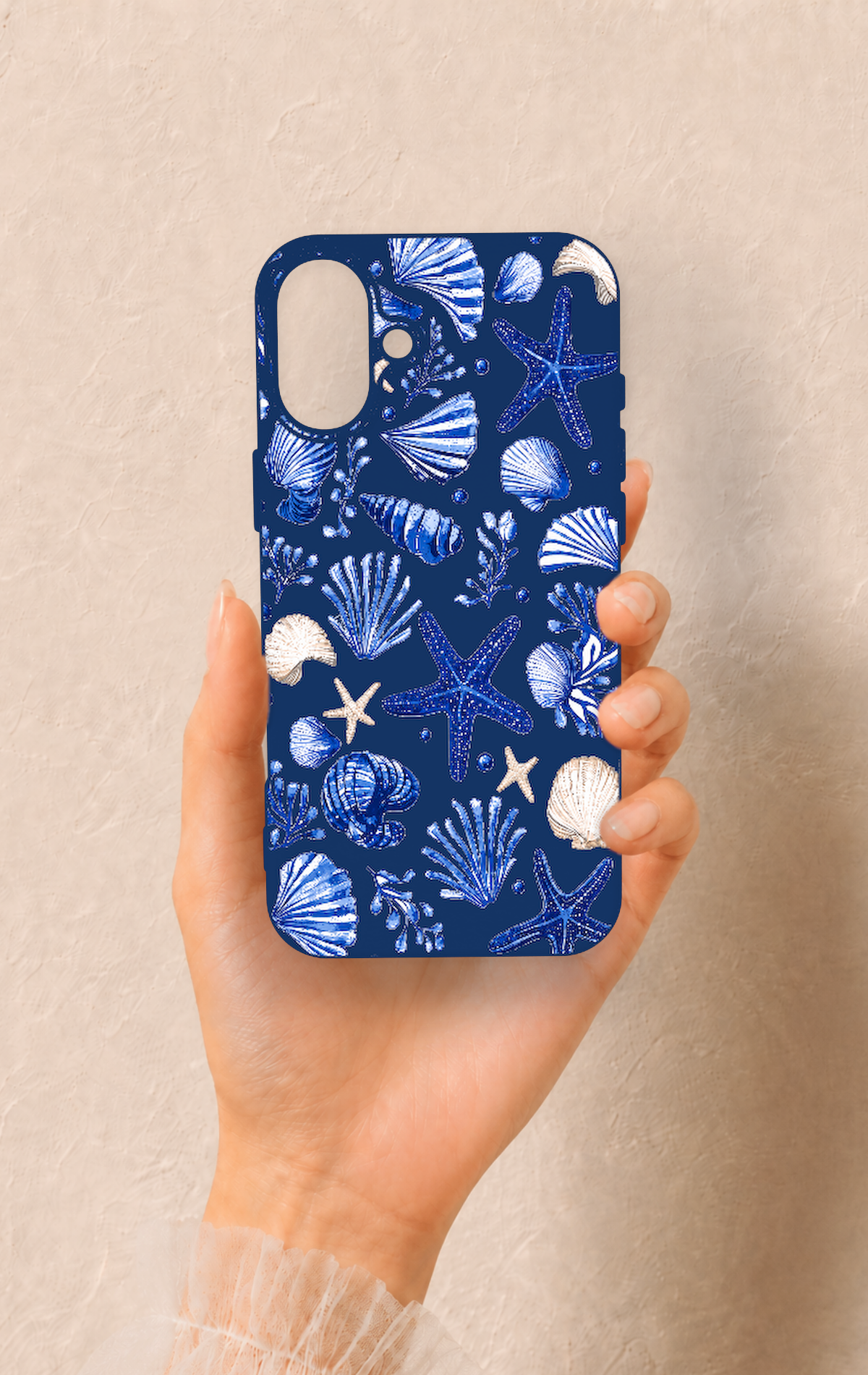 iPhone 16 Plus Uyumlu Deniz Kabuğu Desenli Silikon Kılıf