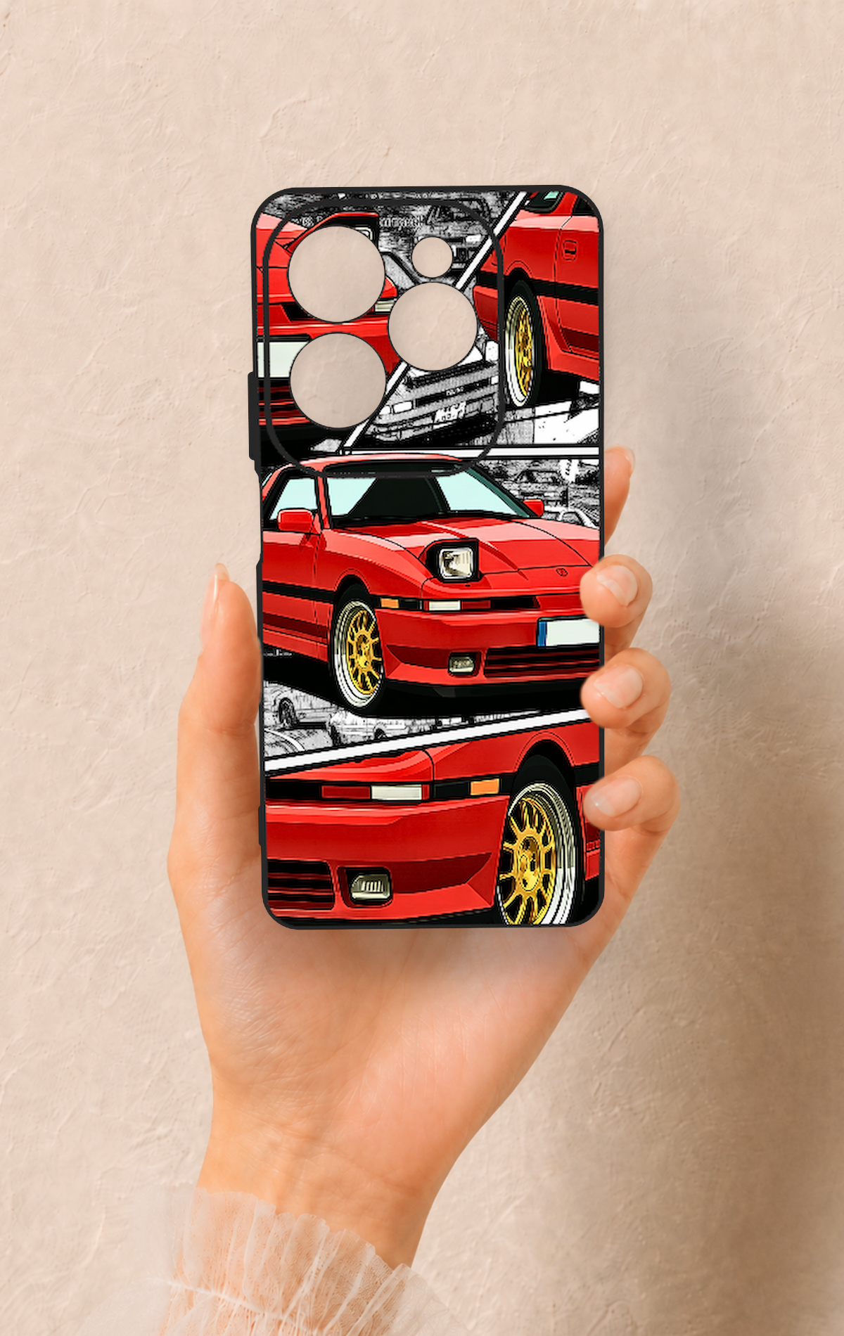 İnfinix Hot 40 Pro Uyumlu Kırmızı Supra Desenli Silikon Kılıf