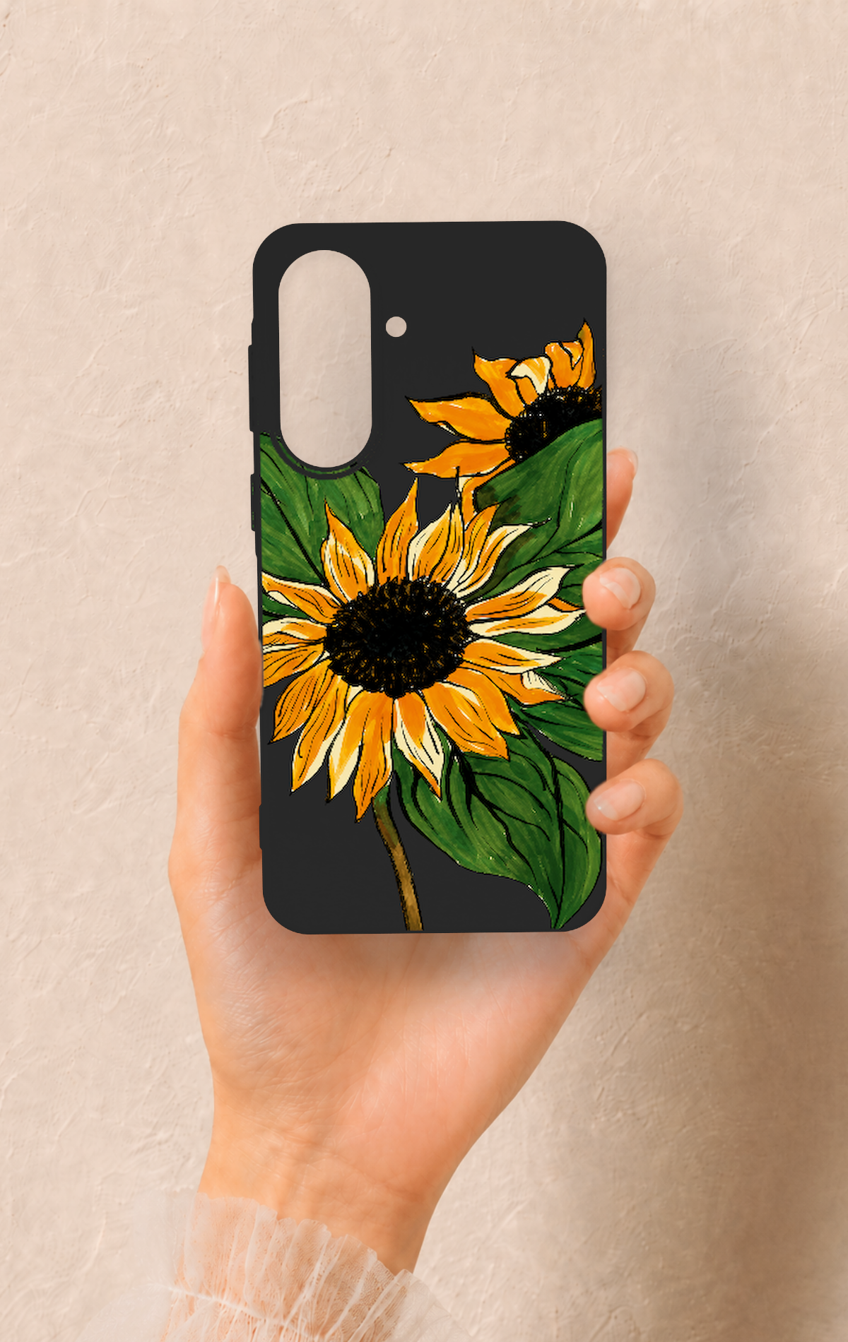 Samsung A57 Uyumlu Ay Çiçeği Desenli Silikon Kılıf