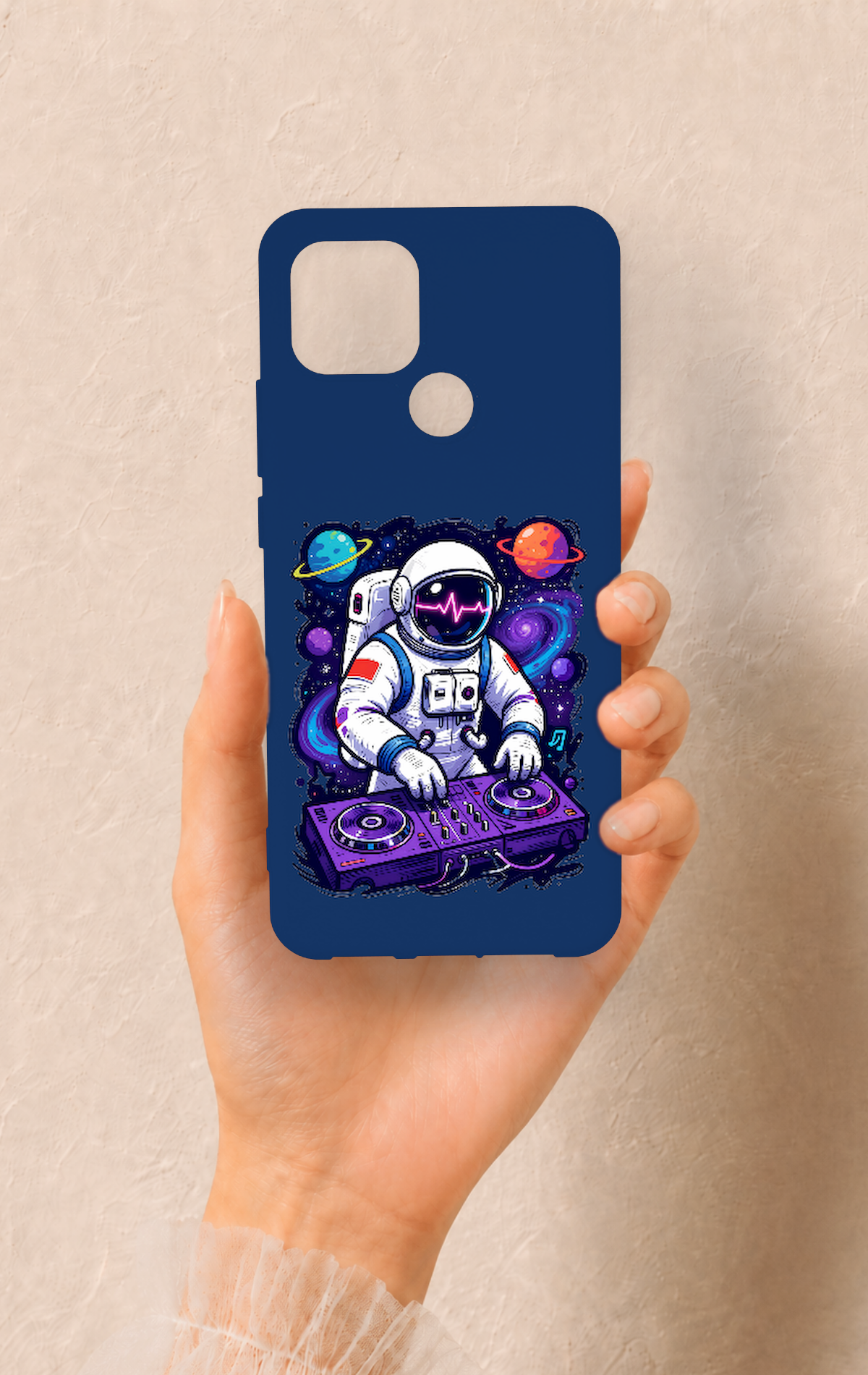 Oppo A15 Uyumlu Astronot DJ Desenli Silikon Kılıf
