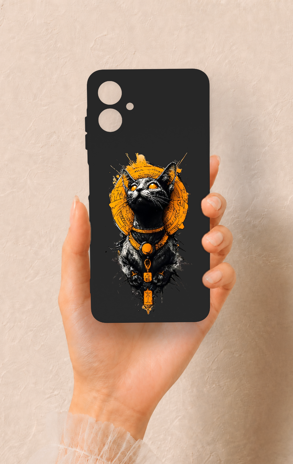 Samsung A06 Uyumlu Mısırlı Kedi Tanrısı Desenli Silikon Kılıf