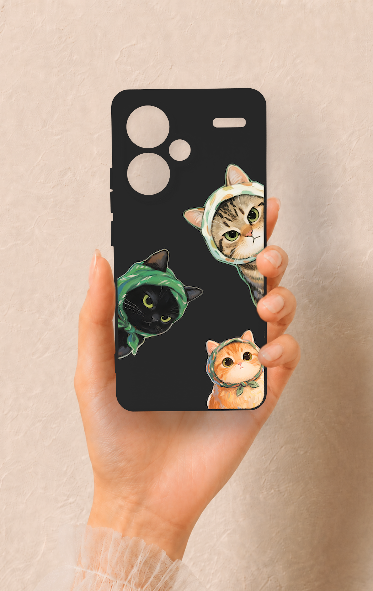 Redmi Note 13 Pro Plus Uyumlu Kedi Ekibi Desenli Silikon Kılıf