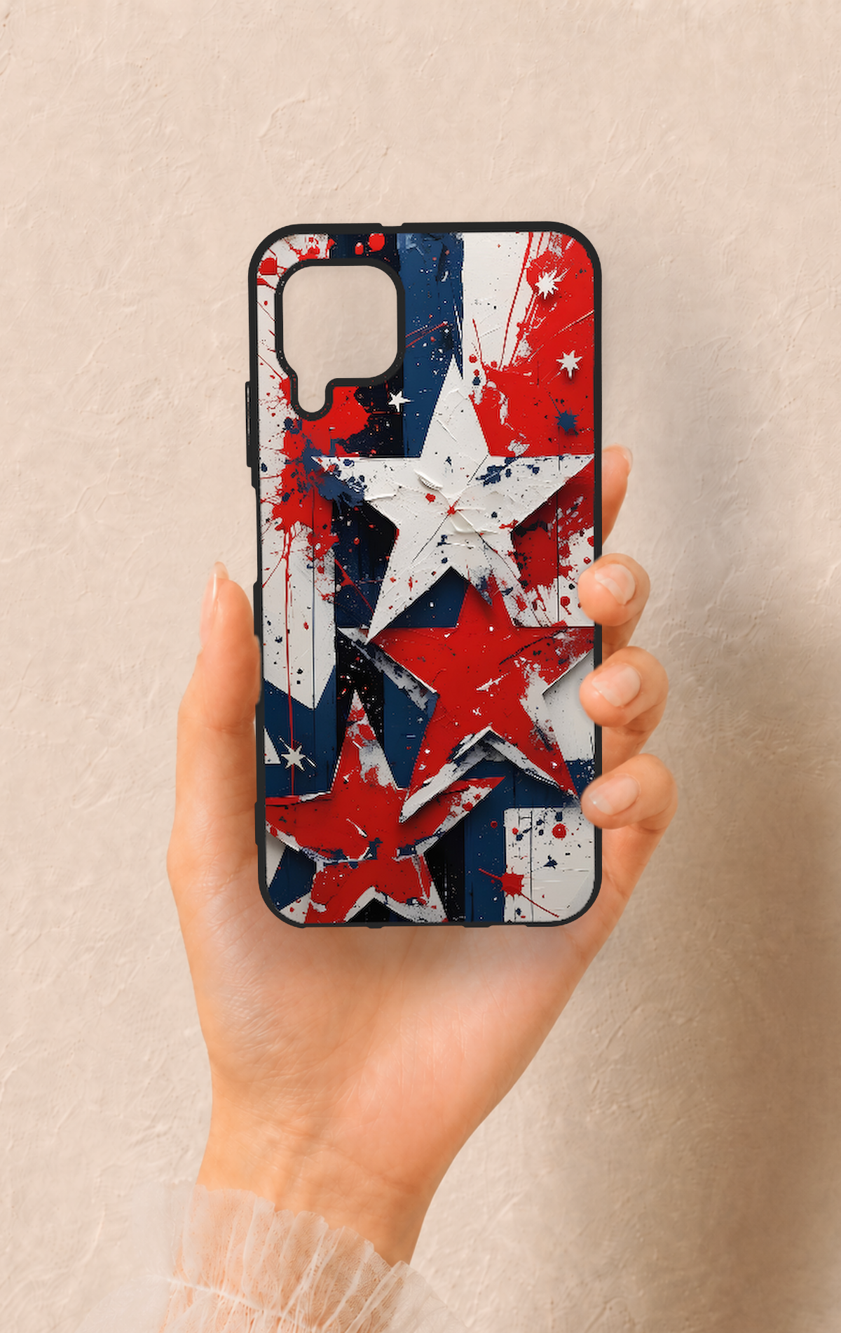 Huawei P40 Lite Uyumlu Star Flag Desenli Silikon Kılıf
