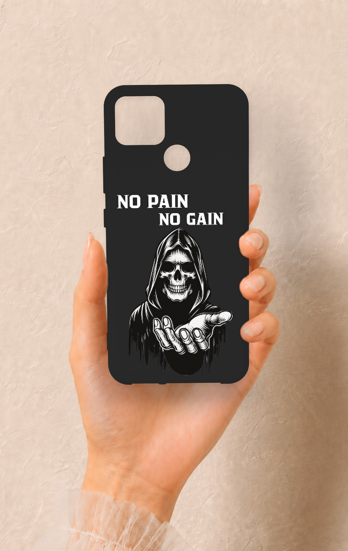 Realme C25 Uyumlu No Pain No Gain Desenli Silikon Kılıf