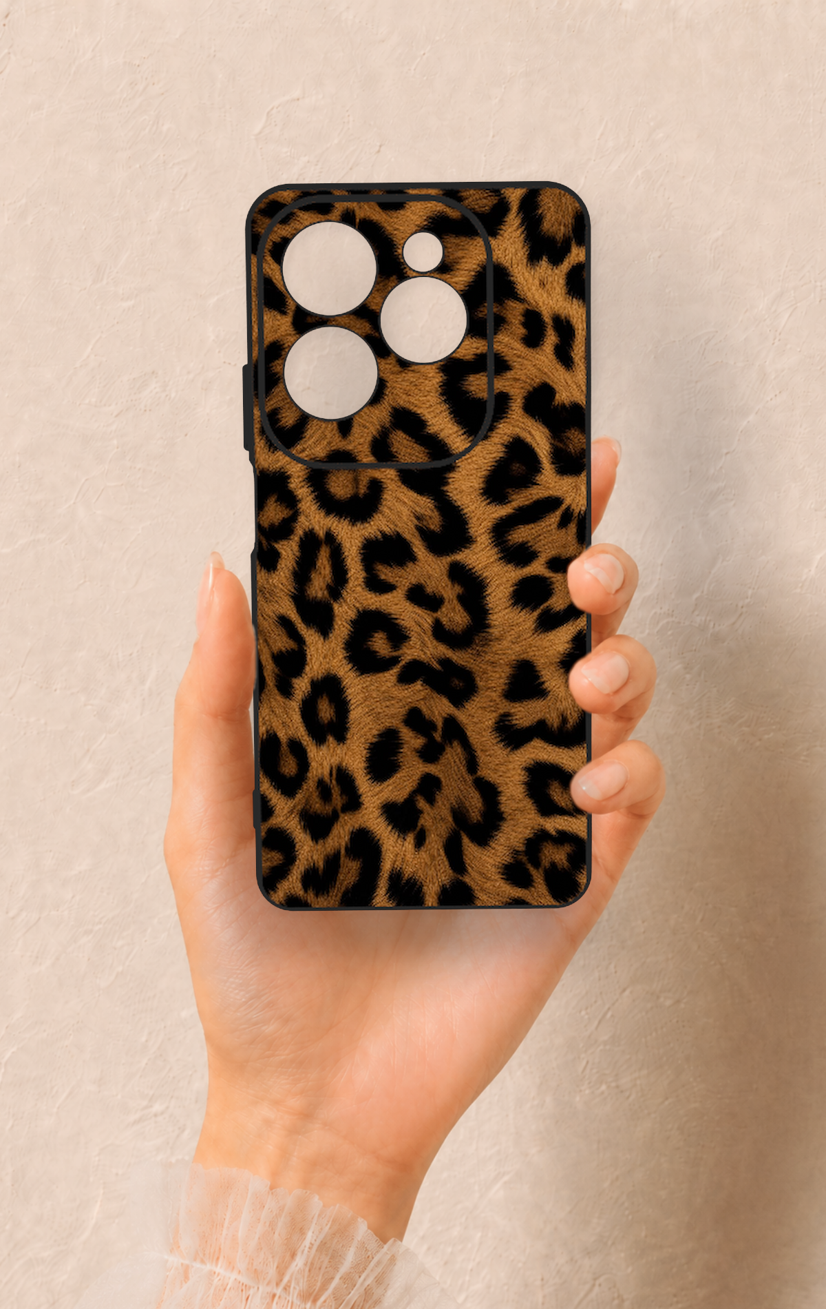 İnfinix Hot 40 Pro Uyumlu Koyu Leopar Deri Desenli Silikon Kılıf