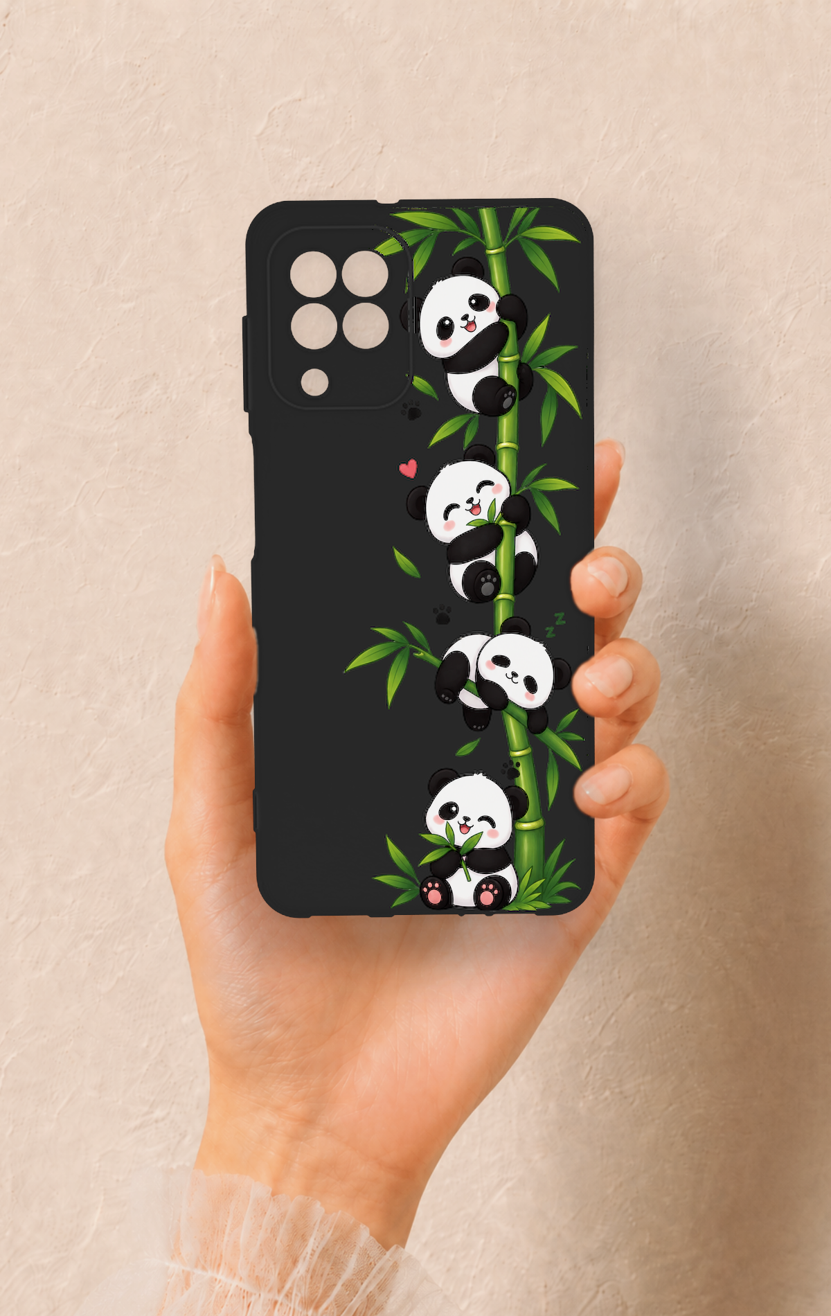Samsung A22 Uyumlu Sevimli Panda Bambu Desenli Silikon Kılıf