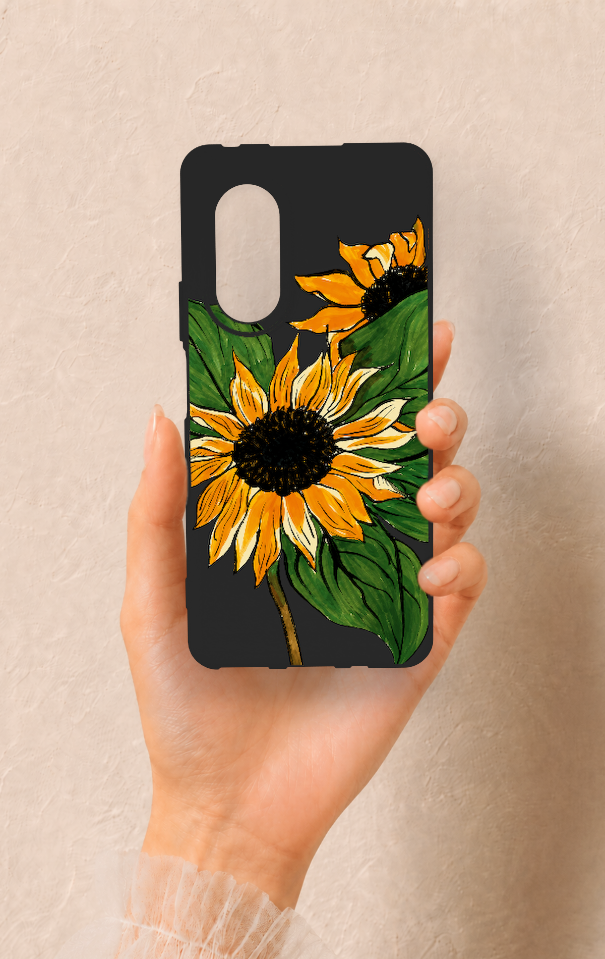 Huawei Nova 9Se Uyumlu Ay Çiçeği Desenli Silikon Kılıf