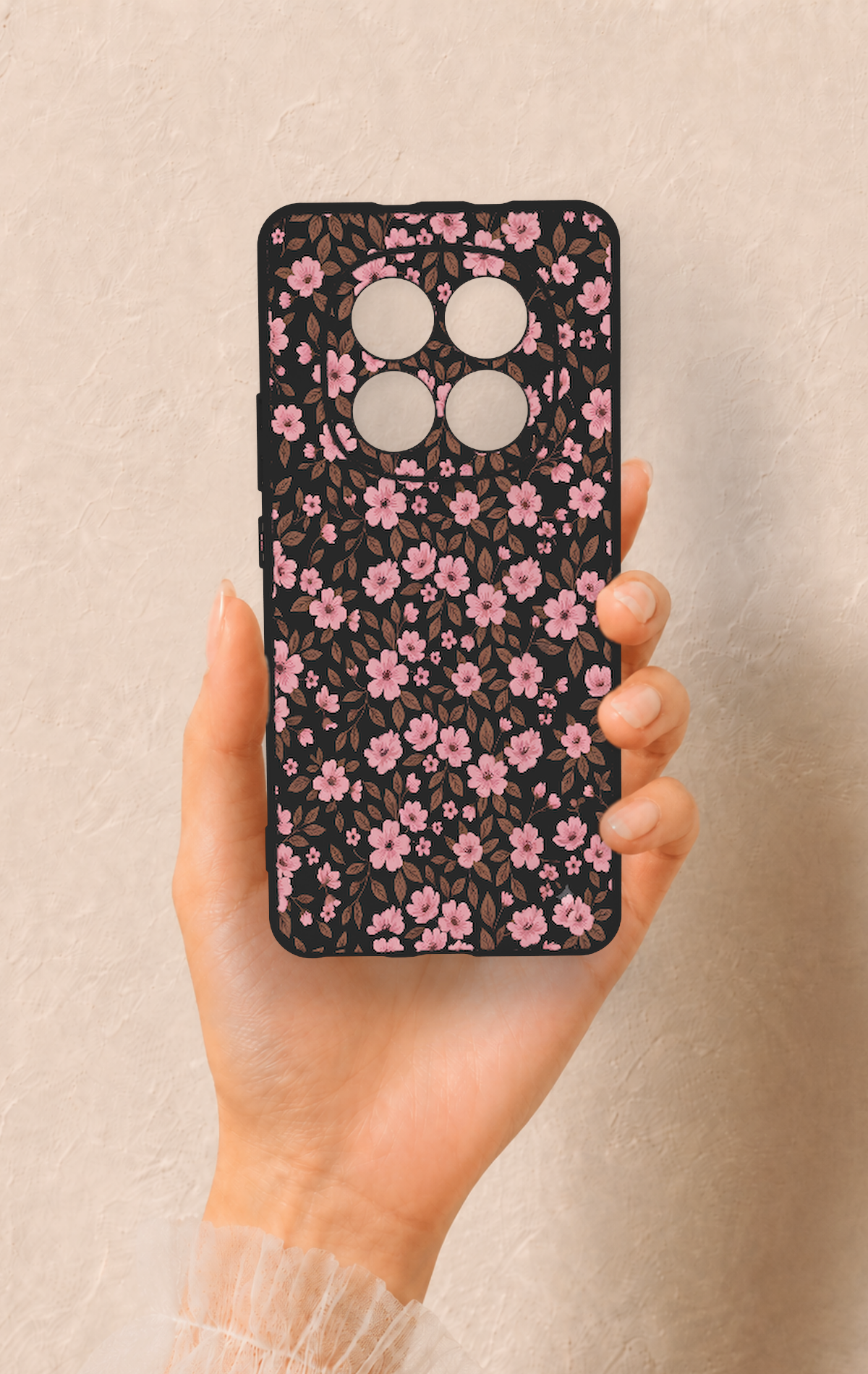 REDMİ NOTE 15 4G Uyumlu Mini Pembe Çiçek Desenli Silikon Kılıf