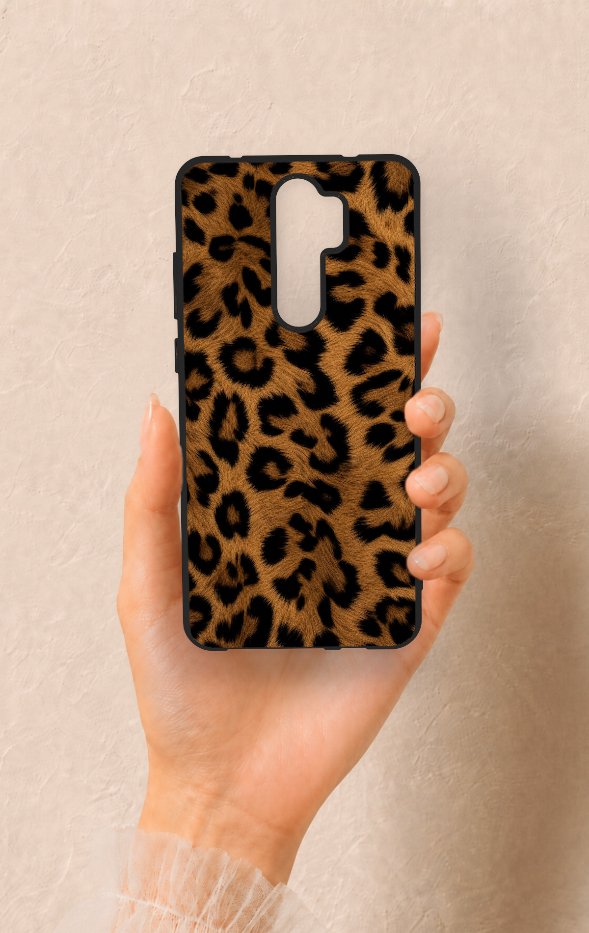 Redmi Note 8 Pro Uyumlu Koyu Leopar Deri Desenli Silikon Kılıf